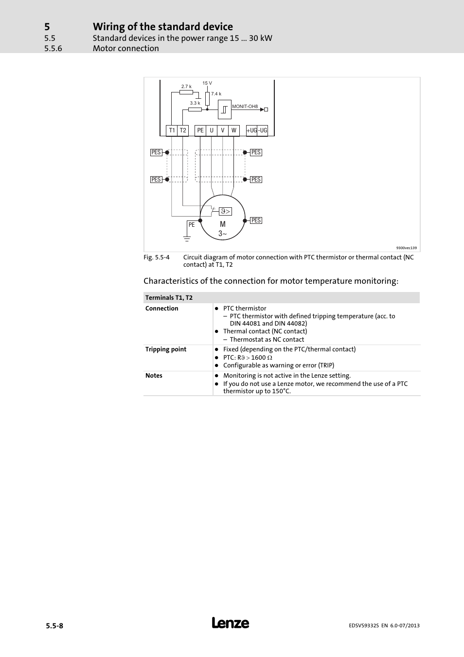 Wiring of the standard device | Lenze EVS9332xS User Manual | Page 115 / 376