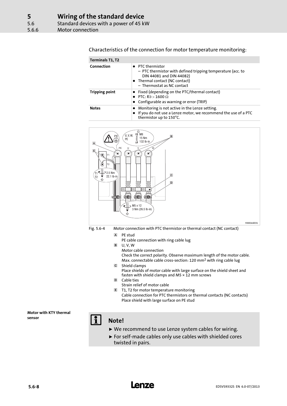 Wiring of the standard device | Lenze EVS9332xS User Manual | Page 127 / 376