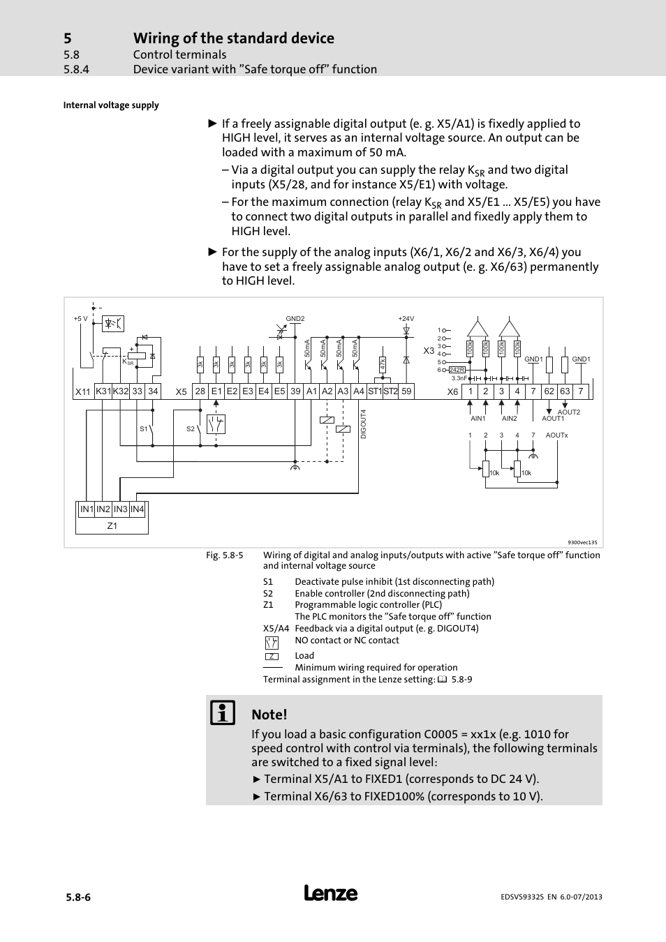 Wiring of the standard device | Lenze EVS9332xS User Manual | Page 145 / 376