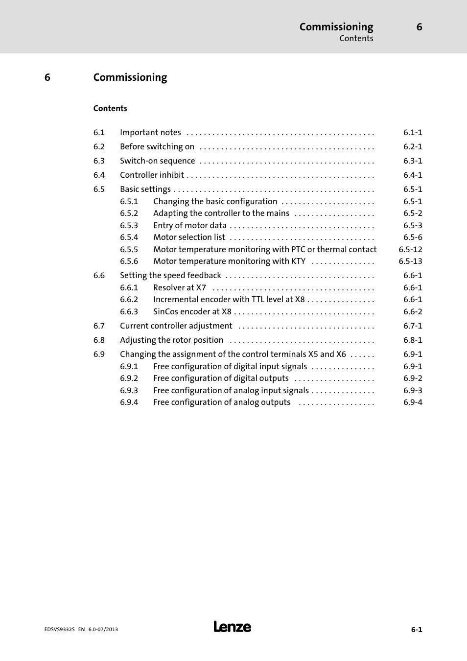 Commissioning, 6commissioning | Lenze EVS9332xS User Manual | Page 162 / 376