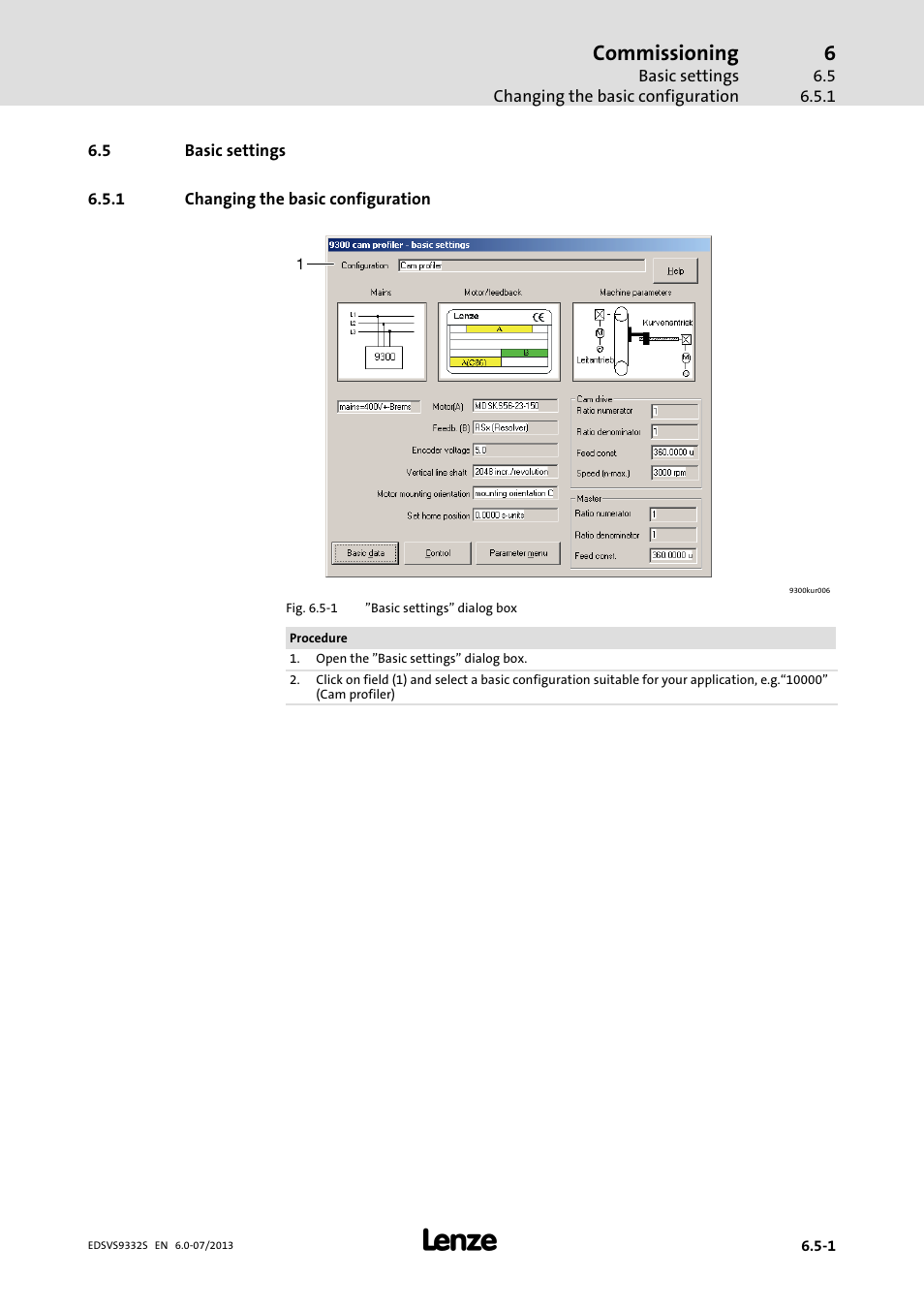 Basic settings, Changing the basic configuration, Commissioning | Lenze EVS9332xS User Manual | Page 172 / 376