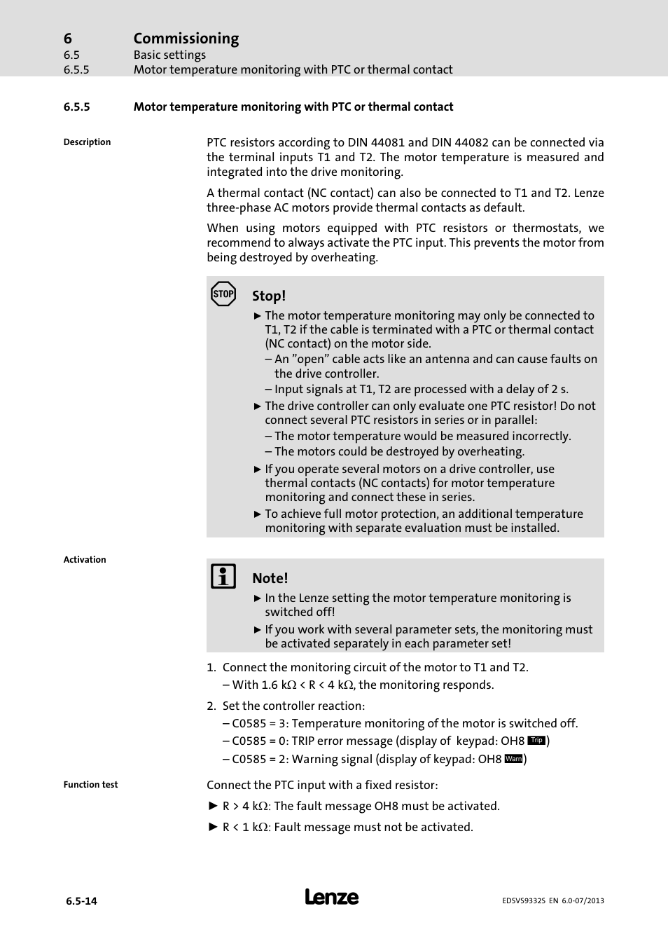 Commissioning | Lenze EVS9332xS User Manual | Page 185 / 376