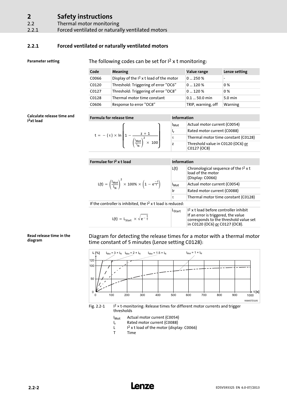 Forced ventilated or naturally ventilated motors, Ȧȧ ȡ ȣ, Ȧȧ ȣ ȥ | Safety instructions, X t monitoring | Lenze EVS9332xS User Manual | Page 29 / 376