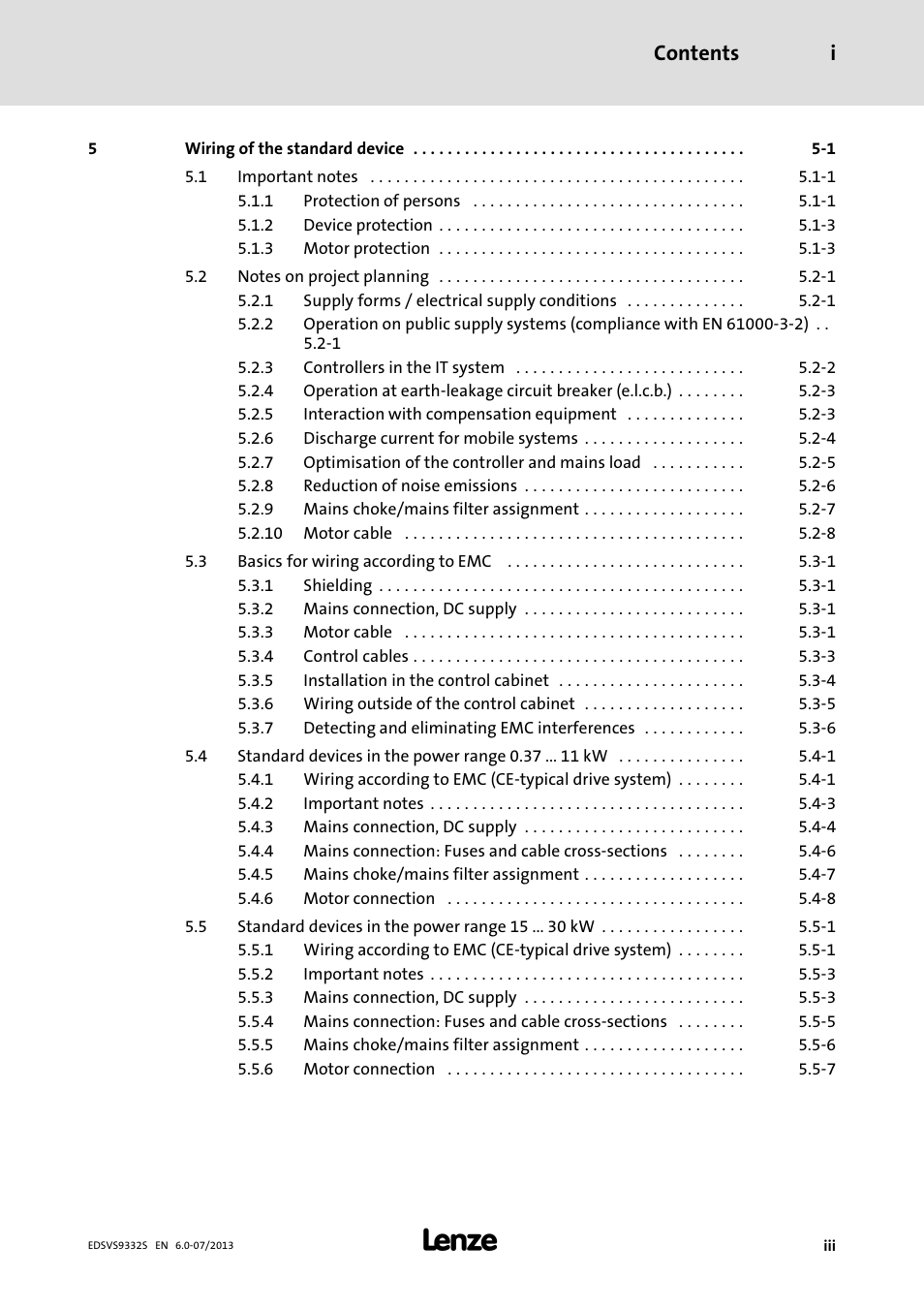 Contents i | Lenze EVS9332xS User Manual | Page 5 / 376