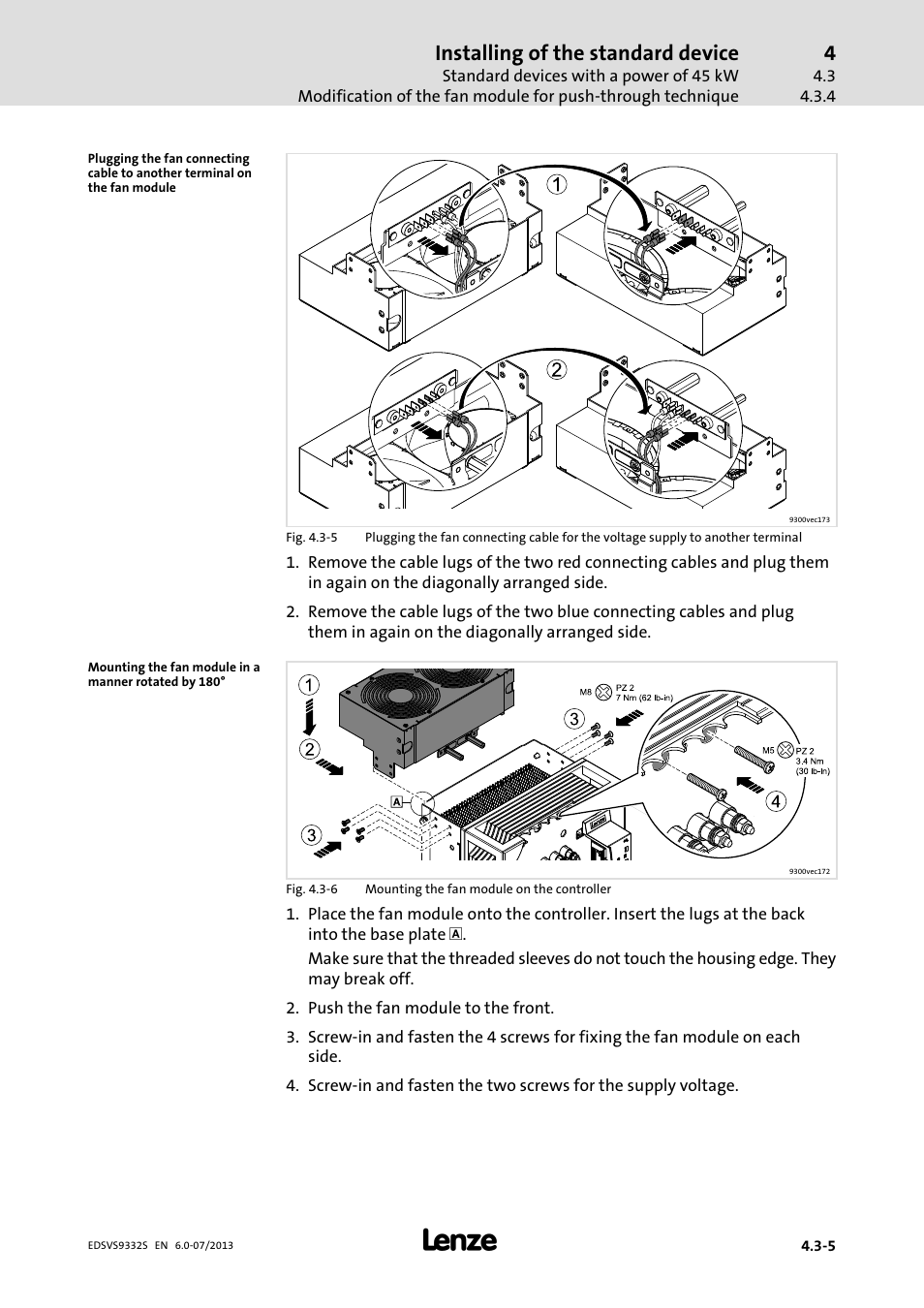 Installing of the standard device | Lenze EVS9332xS User Manual | Page 68 / 376