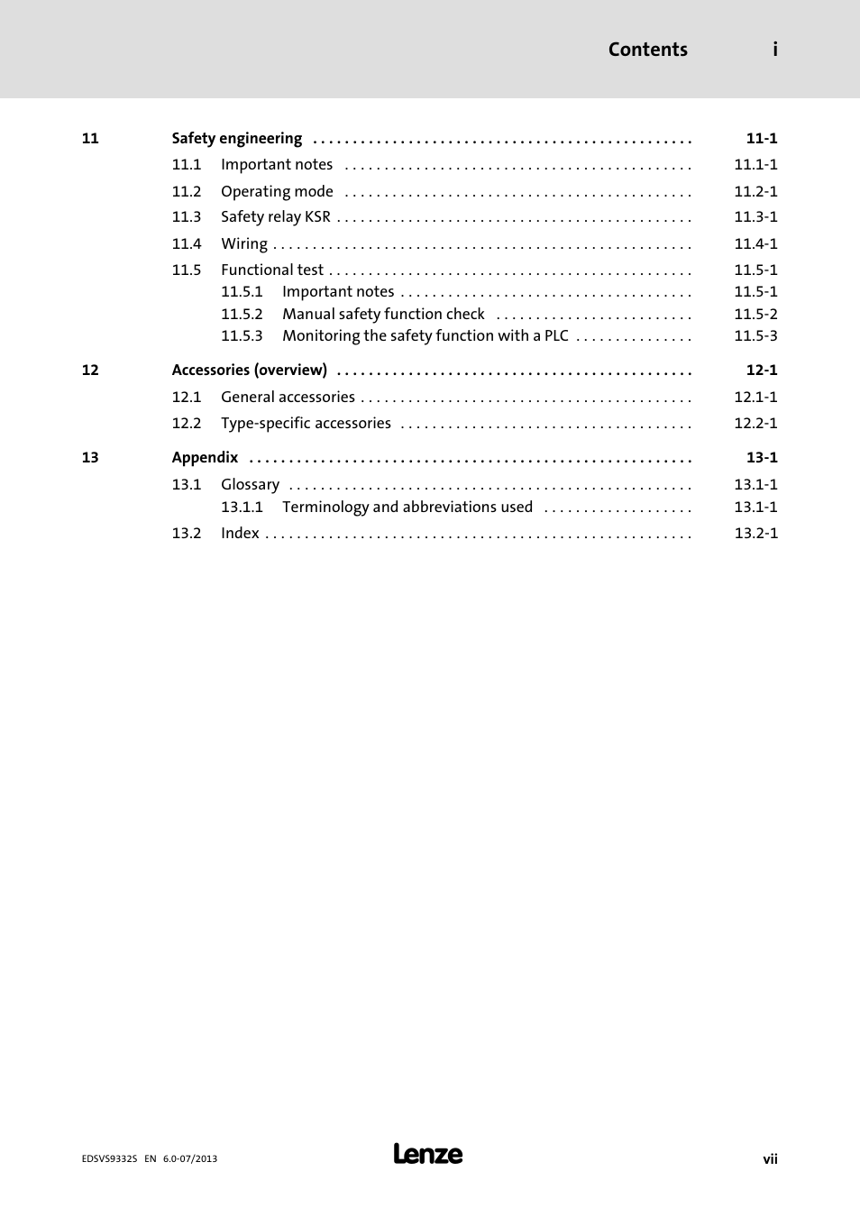 Contents i | Lenze EVS9332xS User Manual | Page 9 / 376