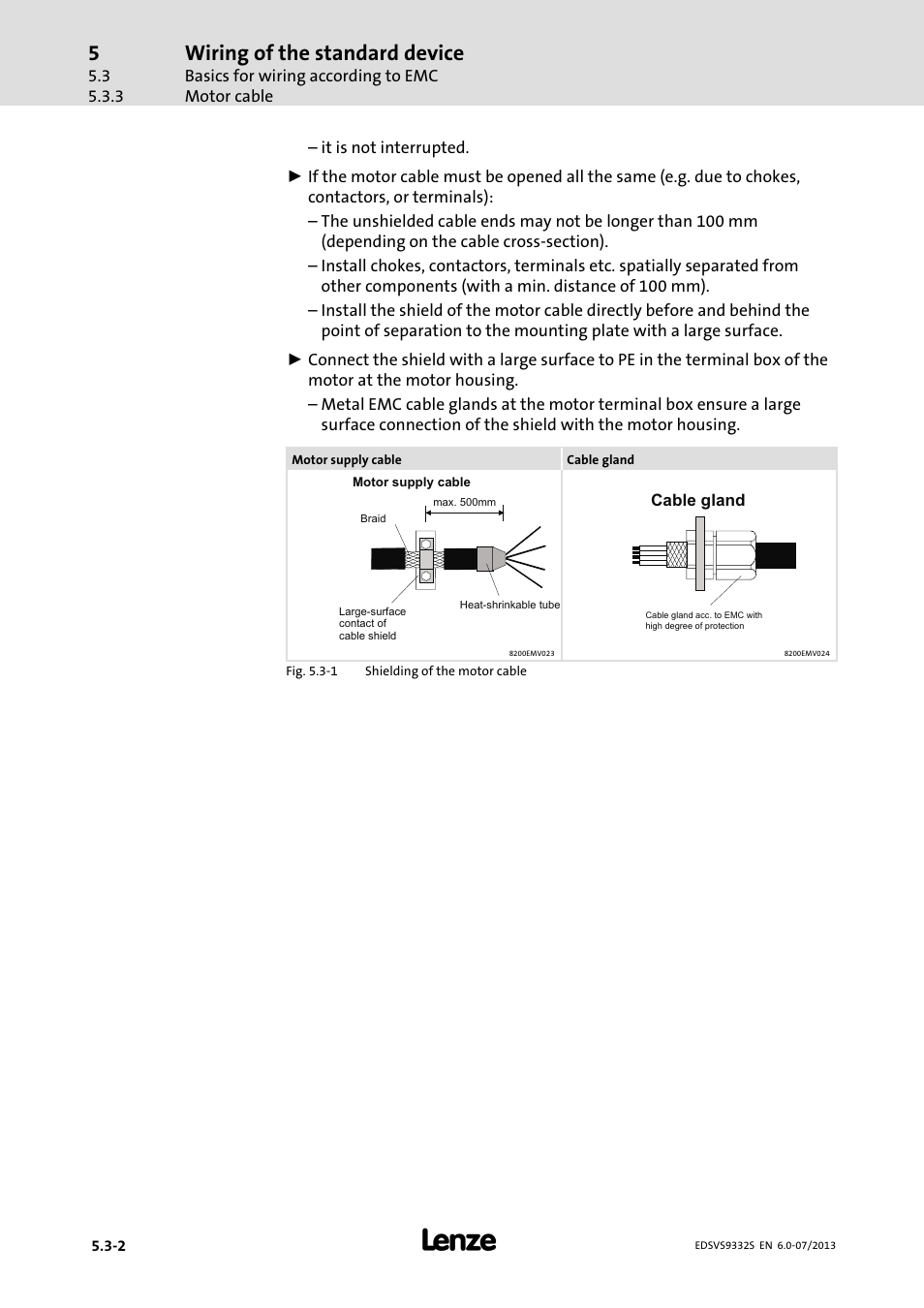 Wiring of the standard device | Lenze EVS9332xS User Manual | Page 91 / 376