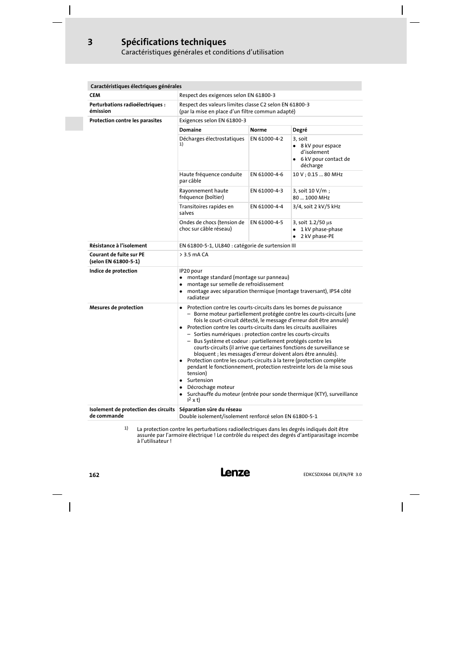 Spécifications techniques | Lenze ECSDAxxx User Manual | Page 162 / 210