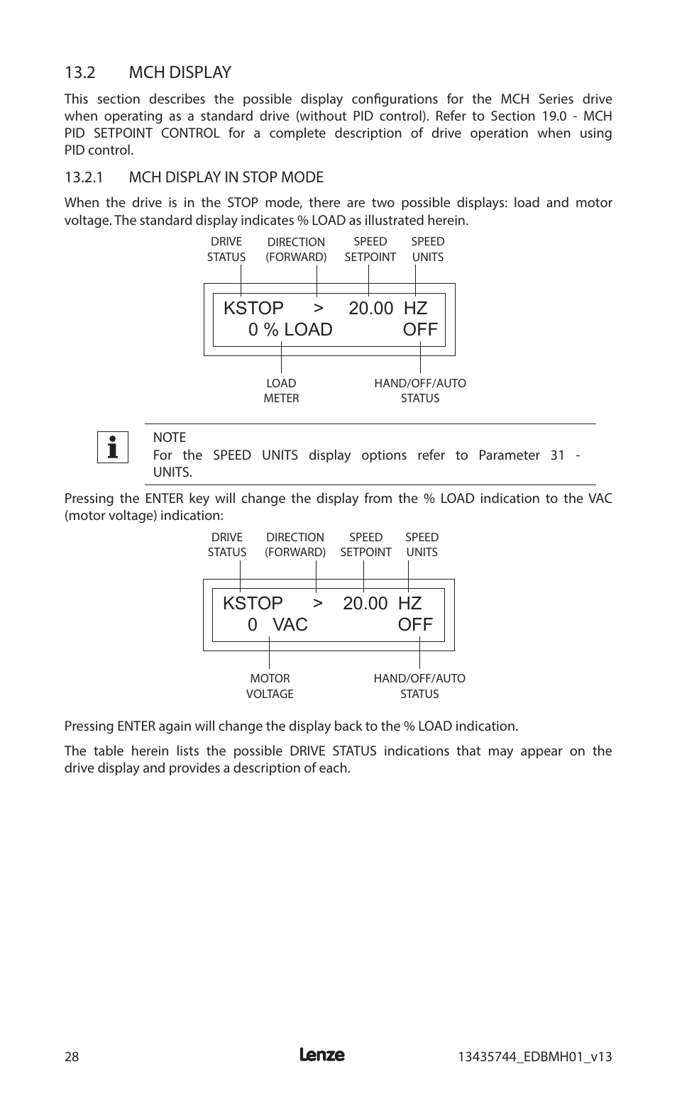 2 mch display | Lenze MCH Series User Manual | Page 32 / 92