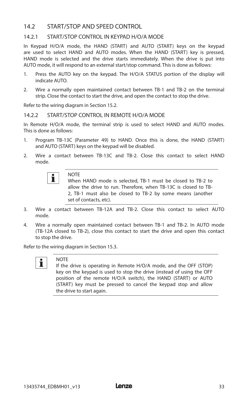 2 start/stop and speed control | Lenze MCH Series User Manual | Page 37 / 92