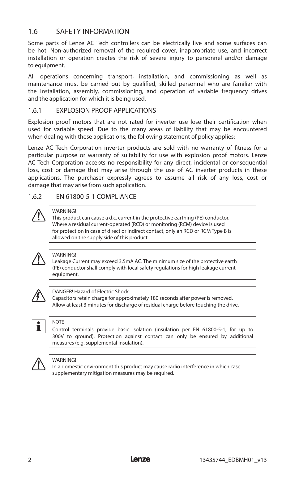 6 safety information | Lenze MCH Series User Manual | Page 6 / 92