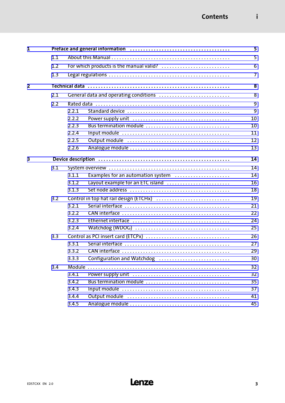 Lenze ETCxxxxx User Manual | Page 3 / 70