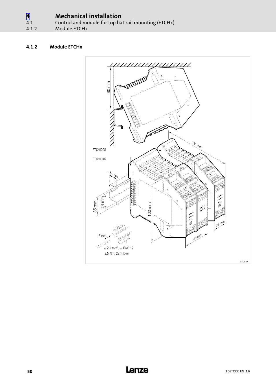 2 module etchx, Module etchx | Lenze ETCxxxxx User Manual | Page 50 / 70