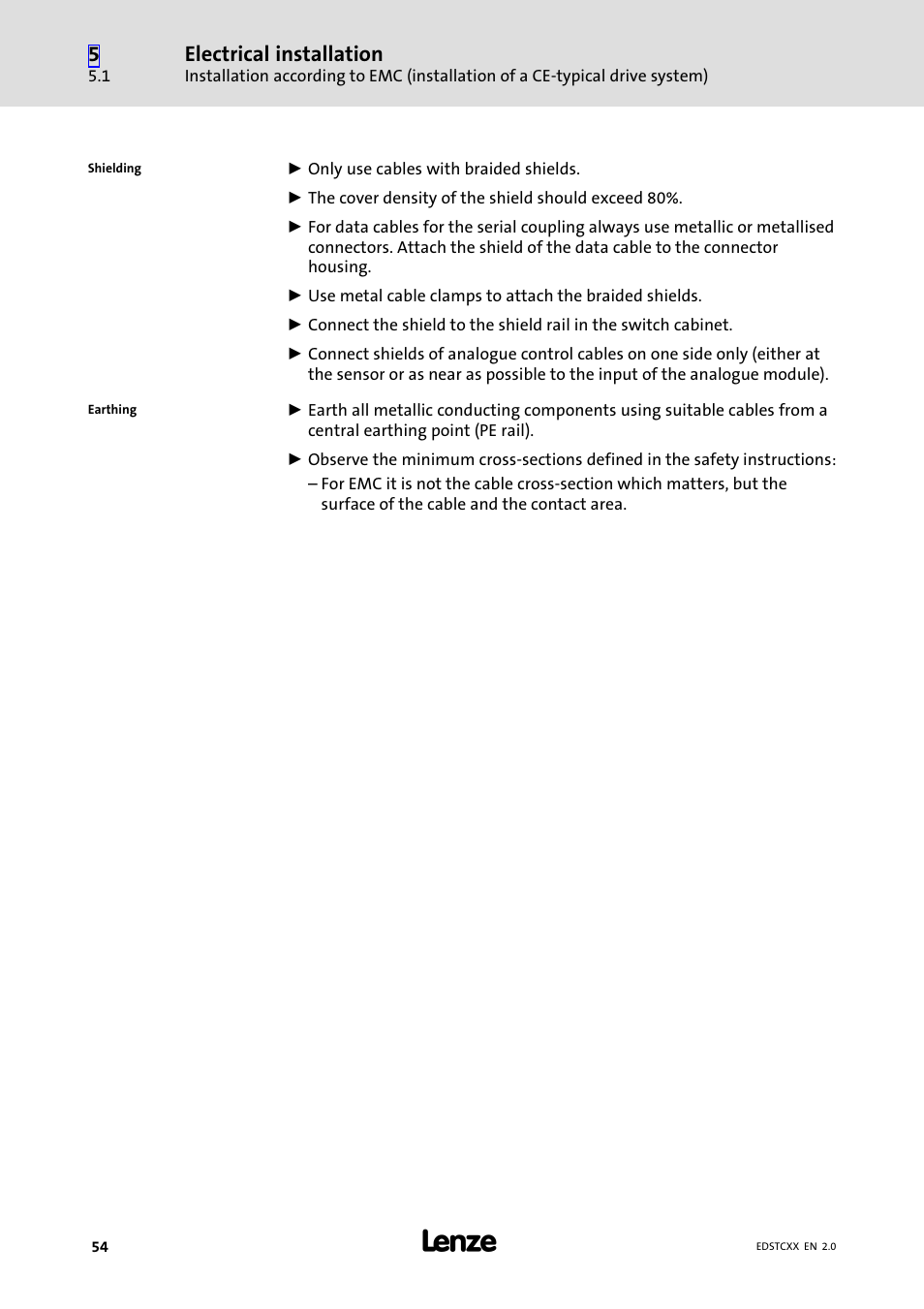 Electrical installation | Lenze ETCxxxxx User Manual | Page 54 / 70