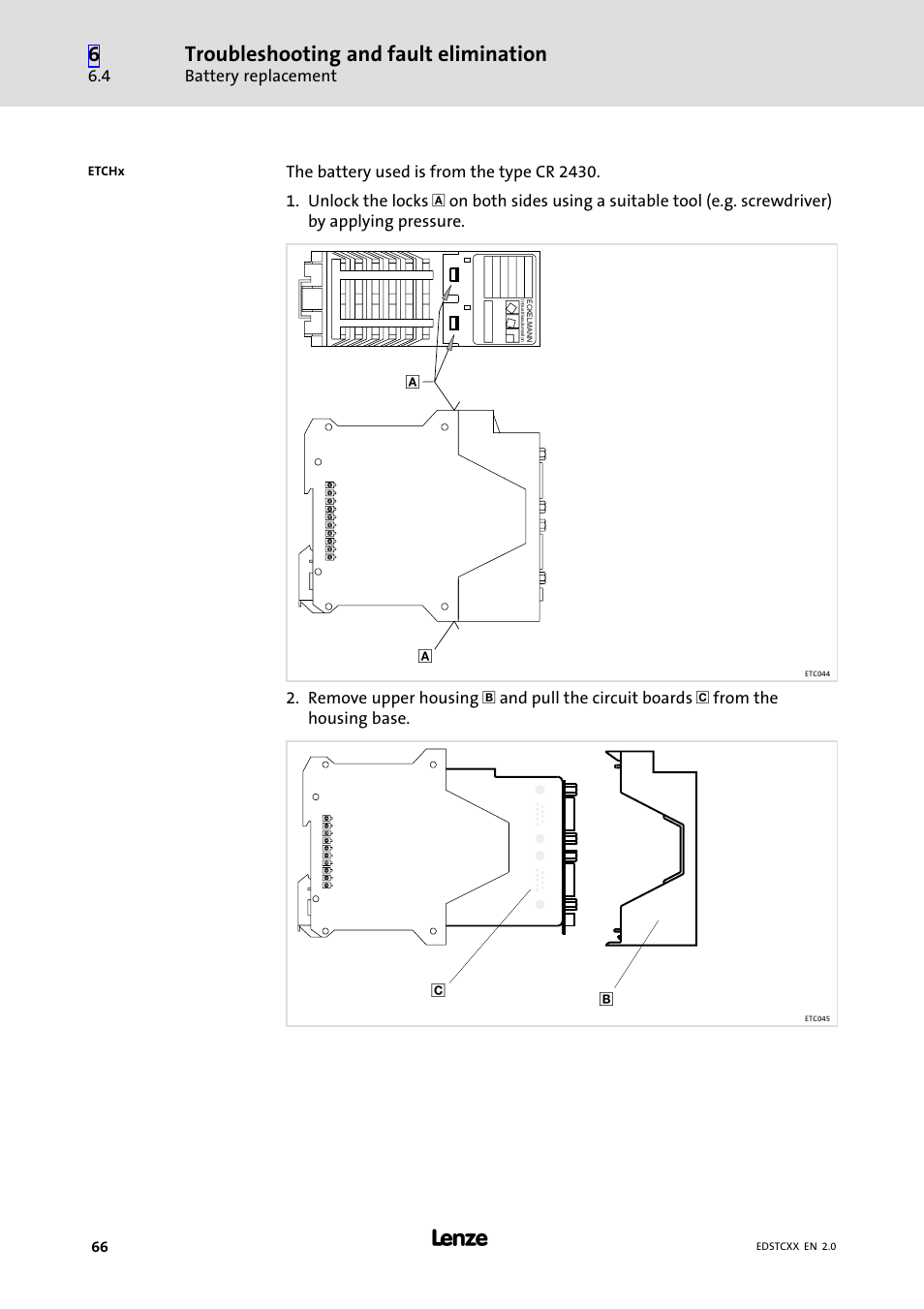 Troubleshooting and fault elimination | Lenze ETCxxxxx User Manual | Page 66 / 70