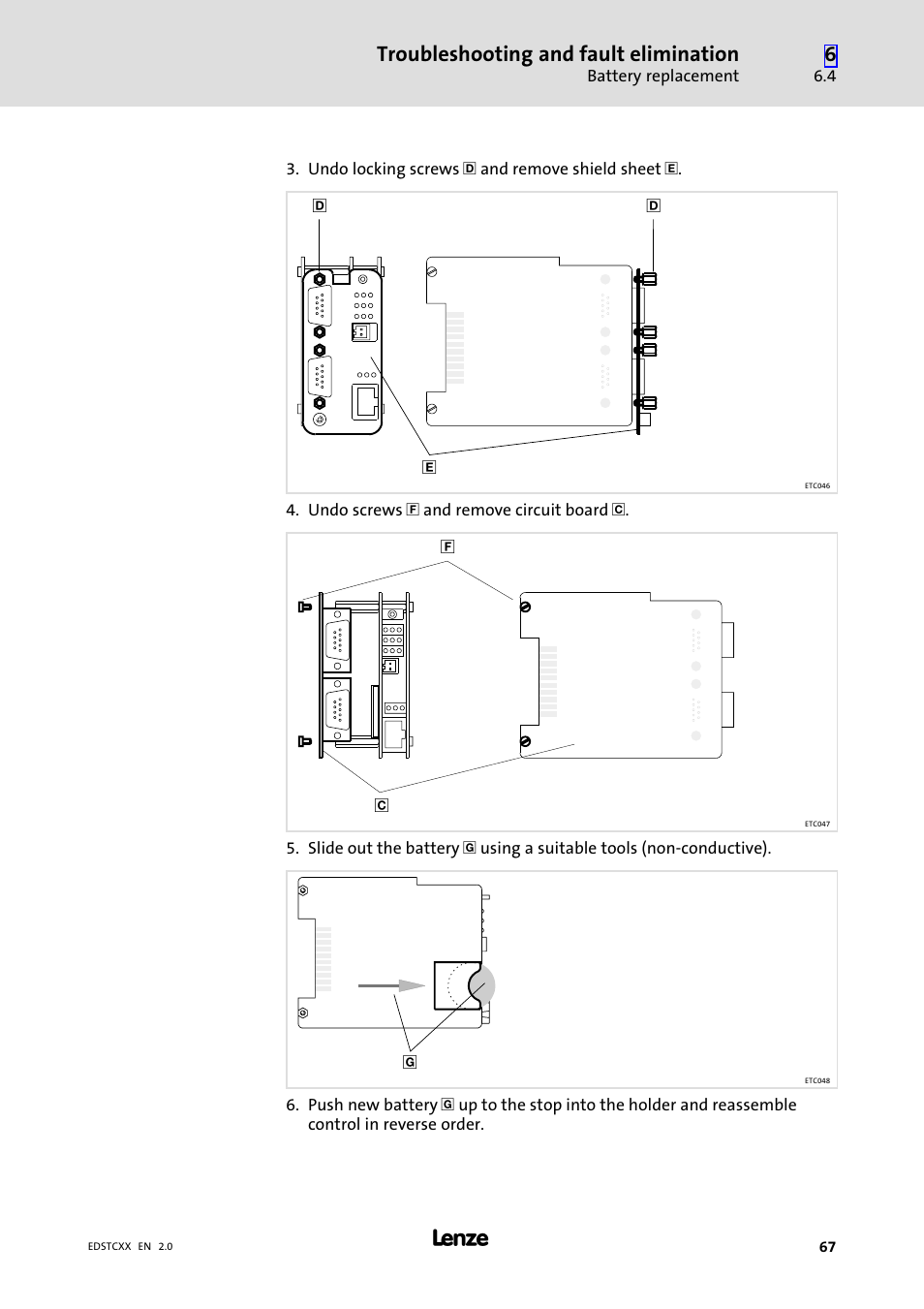 Troubleshooting and fault elimination | Lenze ETCxxxxx User Manual | Page 67 / 70