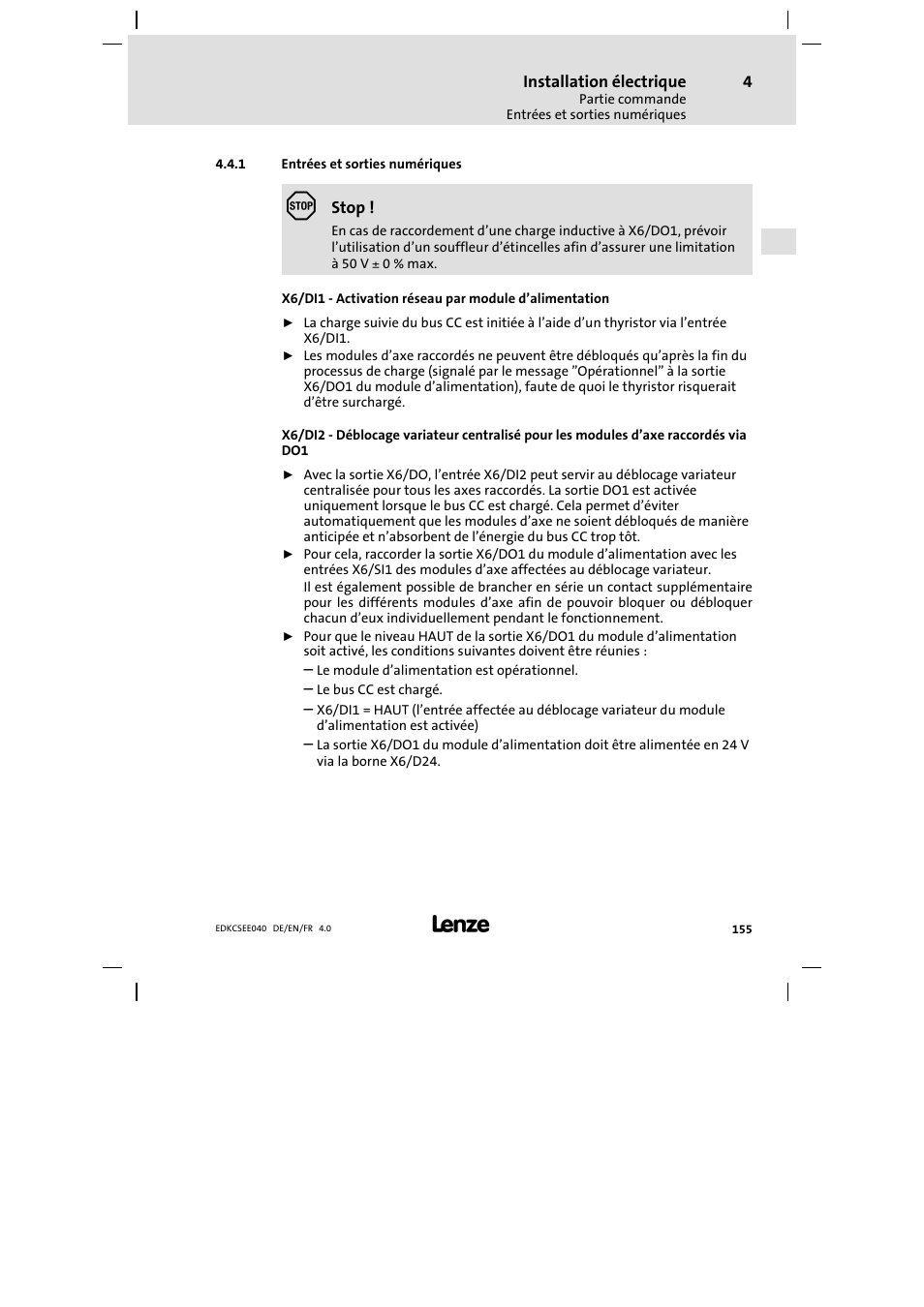 Entrées et sorties numériques | Lenze ECSEExxx User Manual | Page 155 / 164