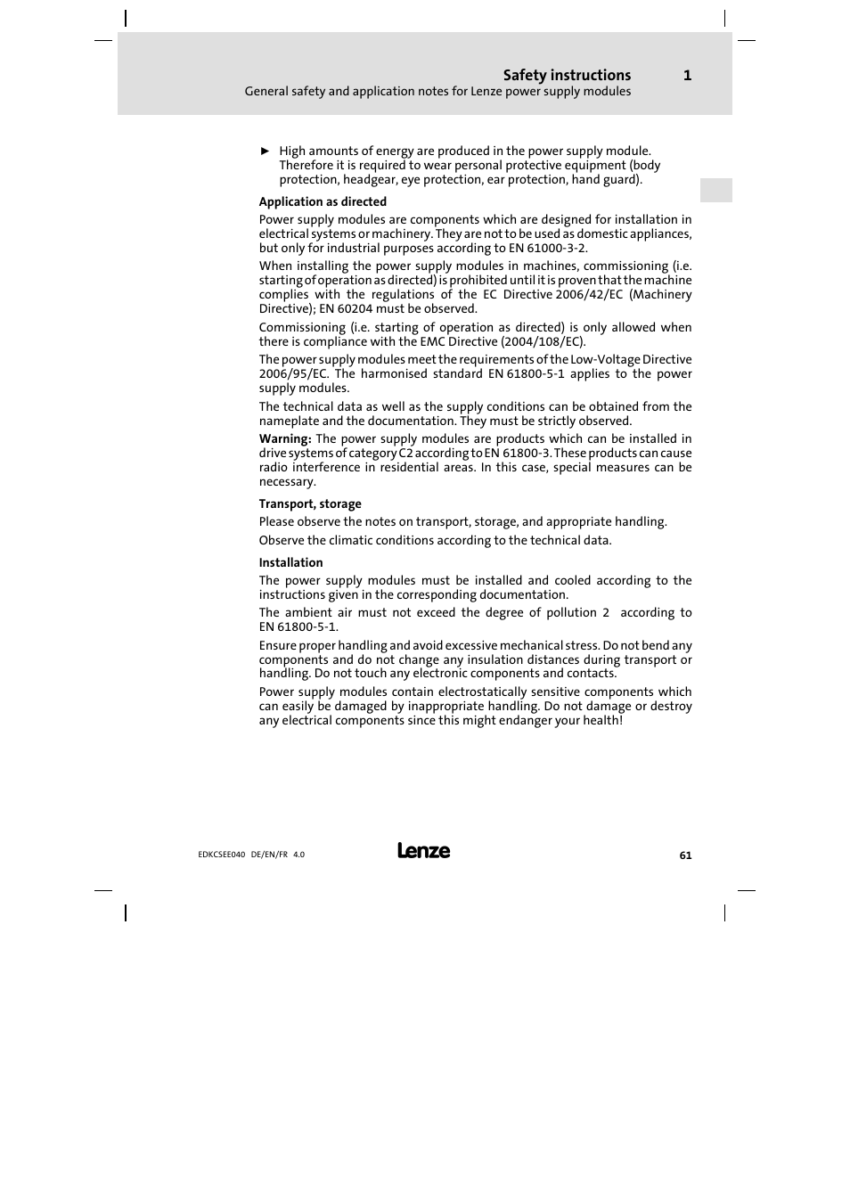 Lenze ECSEExxx User Manual | Page 61 / 164