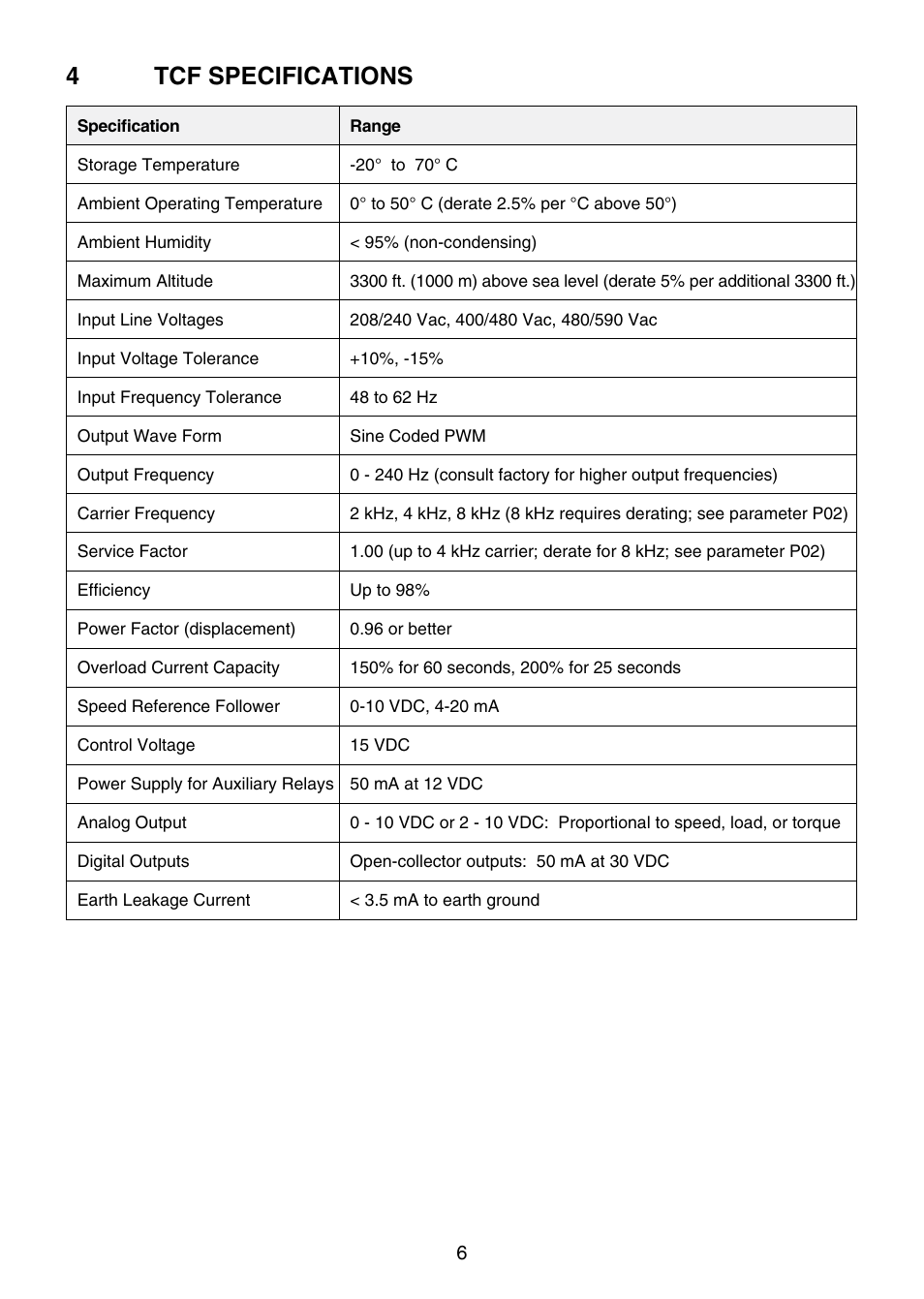 4tcf specifications | Lenze TCF Series User Manual | Page 10 / 76