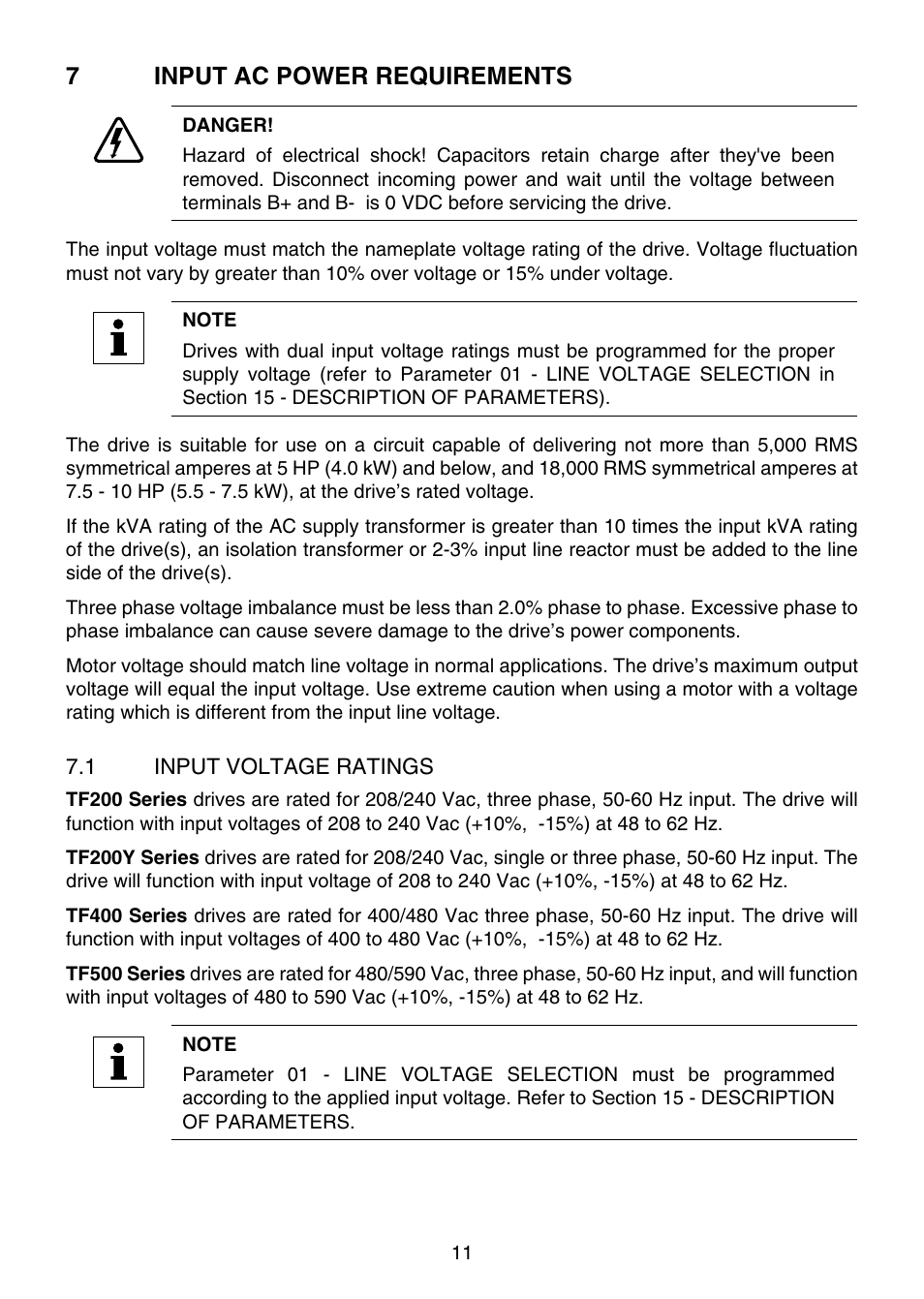 7input ac power requirements | Lenze TCF Series User Manual | Page 15 / 76