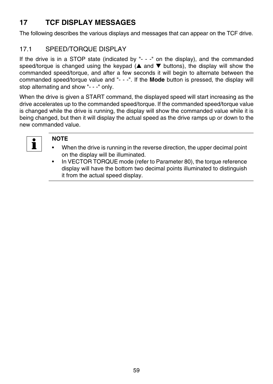 17 tcf display messages | Lenze TCF Series User Manual | Page 63 / 76