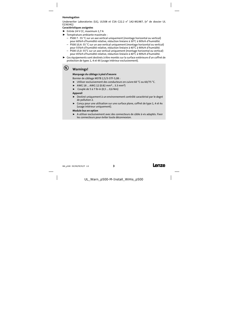 Lenze p500 Controller User Manual | Page 3 / 14