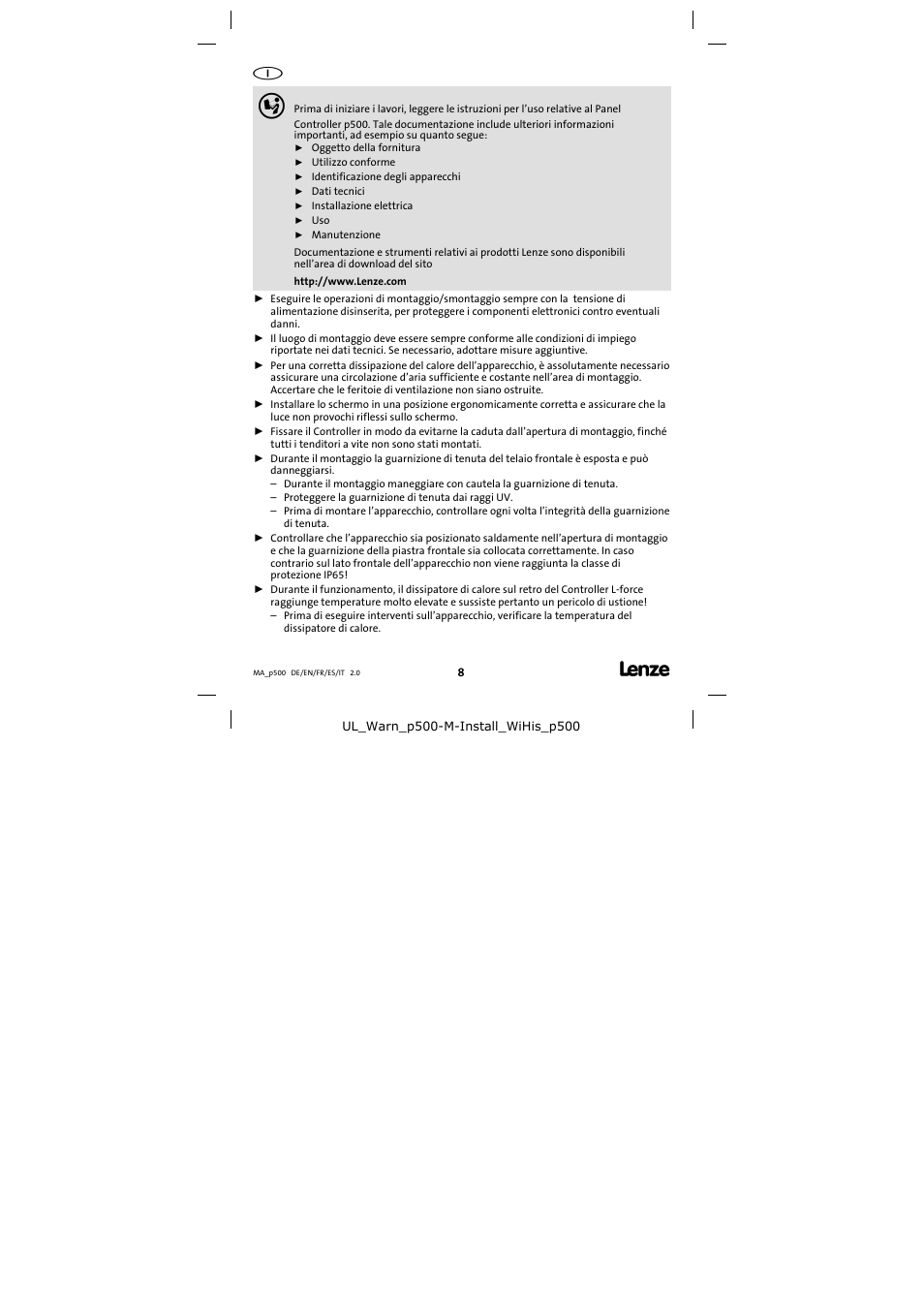 Lenze p500 Controller User Manual | Page 8 / 14