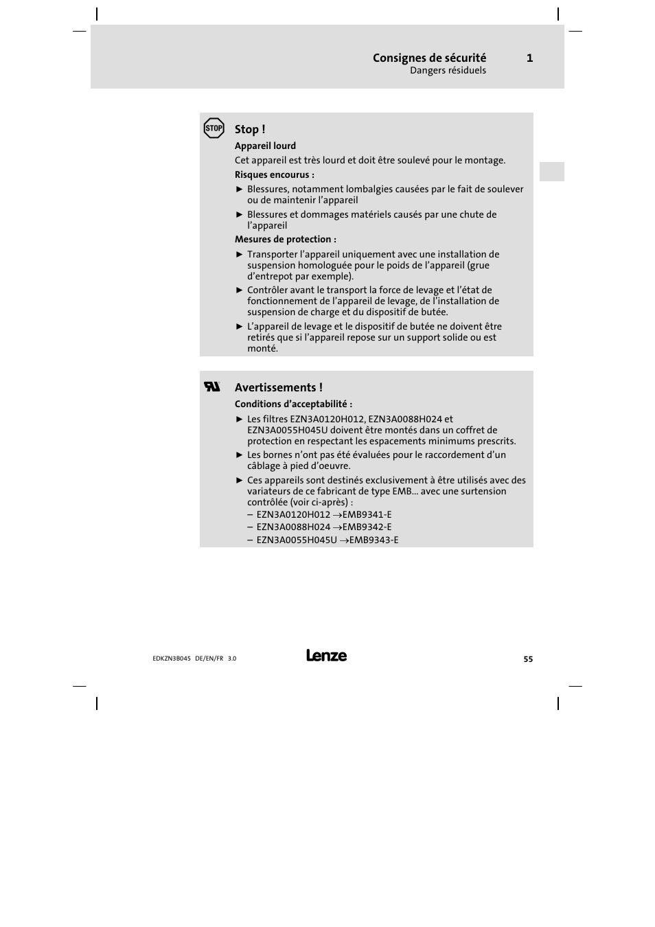 Lenze EZN3A0055H045U User Manual | Page 55 / 70