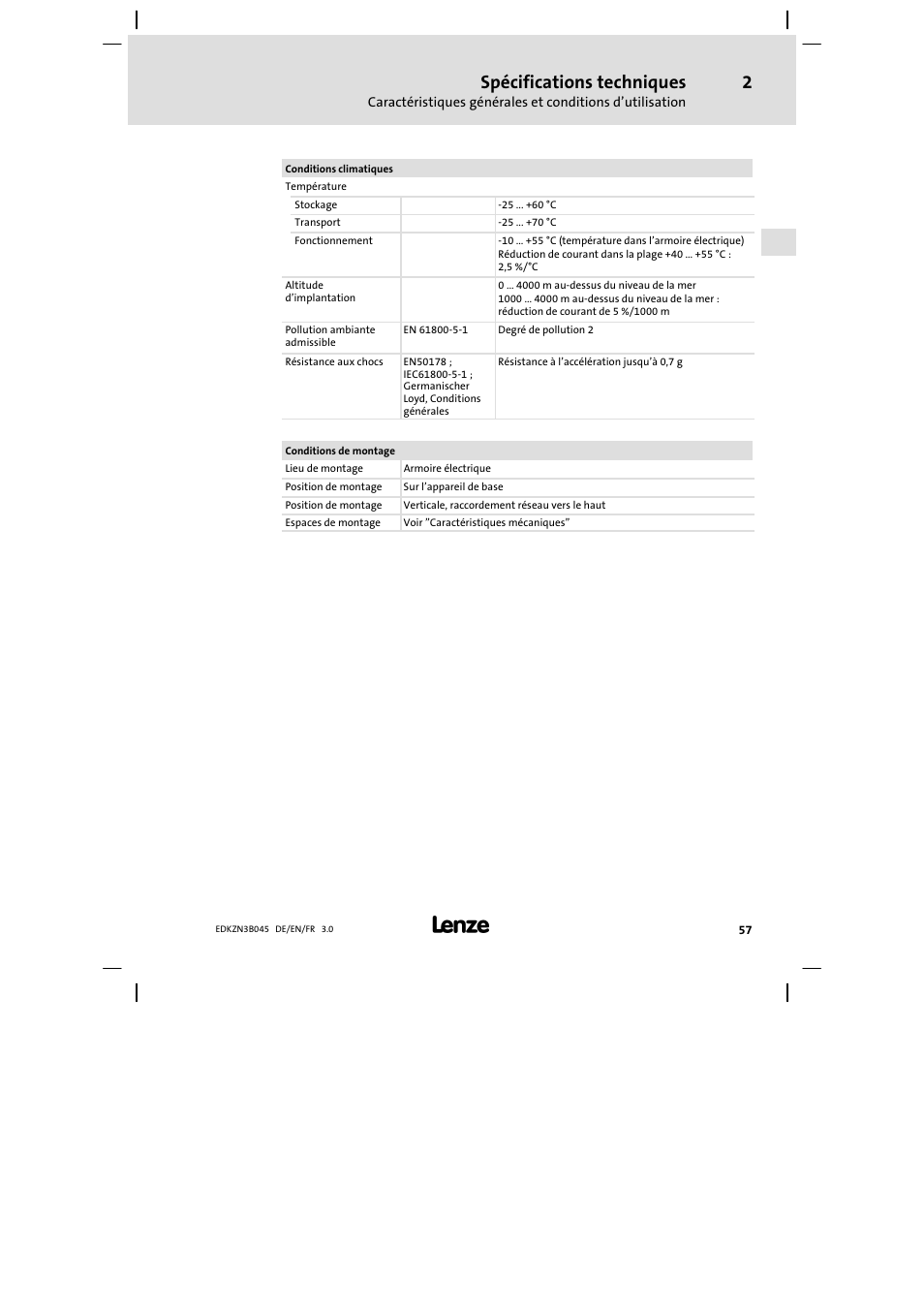 Spécifications techniques | Lenze EZN3A0055H045U User Manual | Page 57 / 70