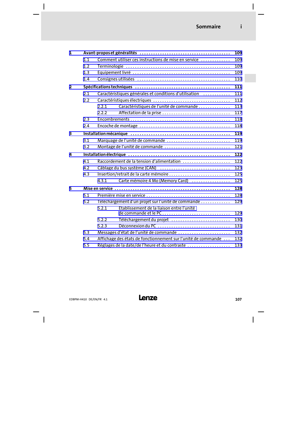 Sommaire | Lenze EPM−H410 User Manual | Page 107 / 154