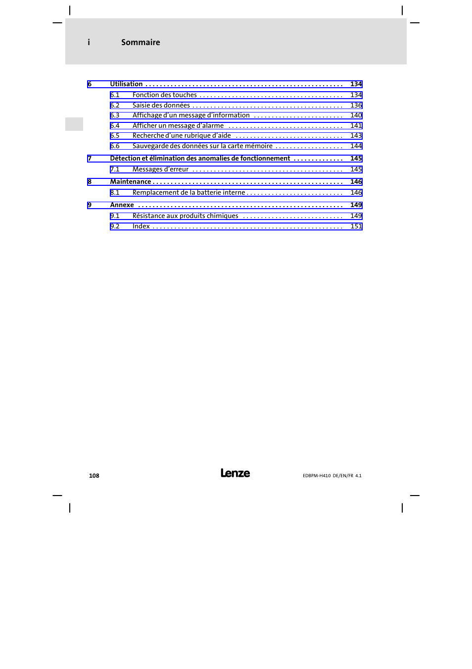 Lenze EPM−H410 User Manual | Page 108 / 154