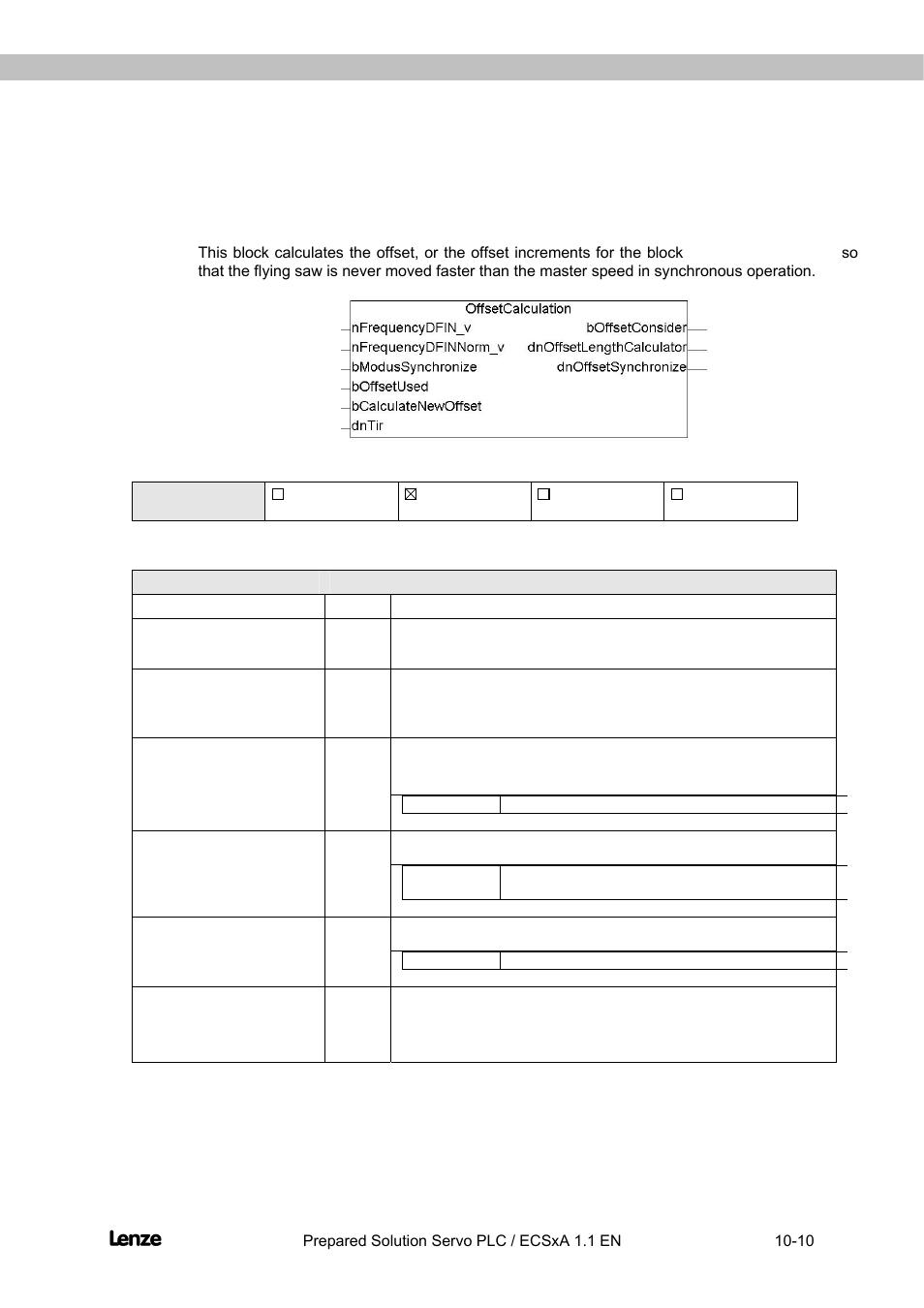 6 function block offset calculation, Function block offset calculation -10, Flyingsaw | Description of the function blocks | Lenze EVS93xx FlyingSaw User Manual | Page 108 / 142