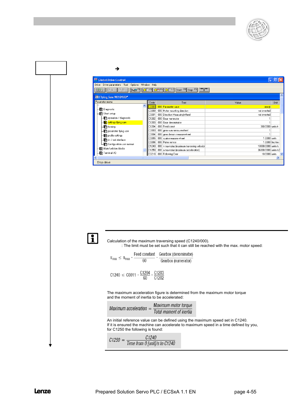 Flyingsaw, Commissioning the "(flying saw) | Lenze EVS93xx FlyingSaw User Manual | Page 68 / 142