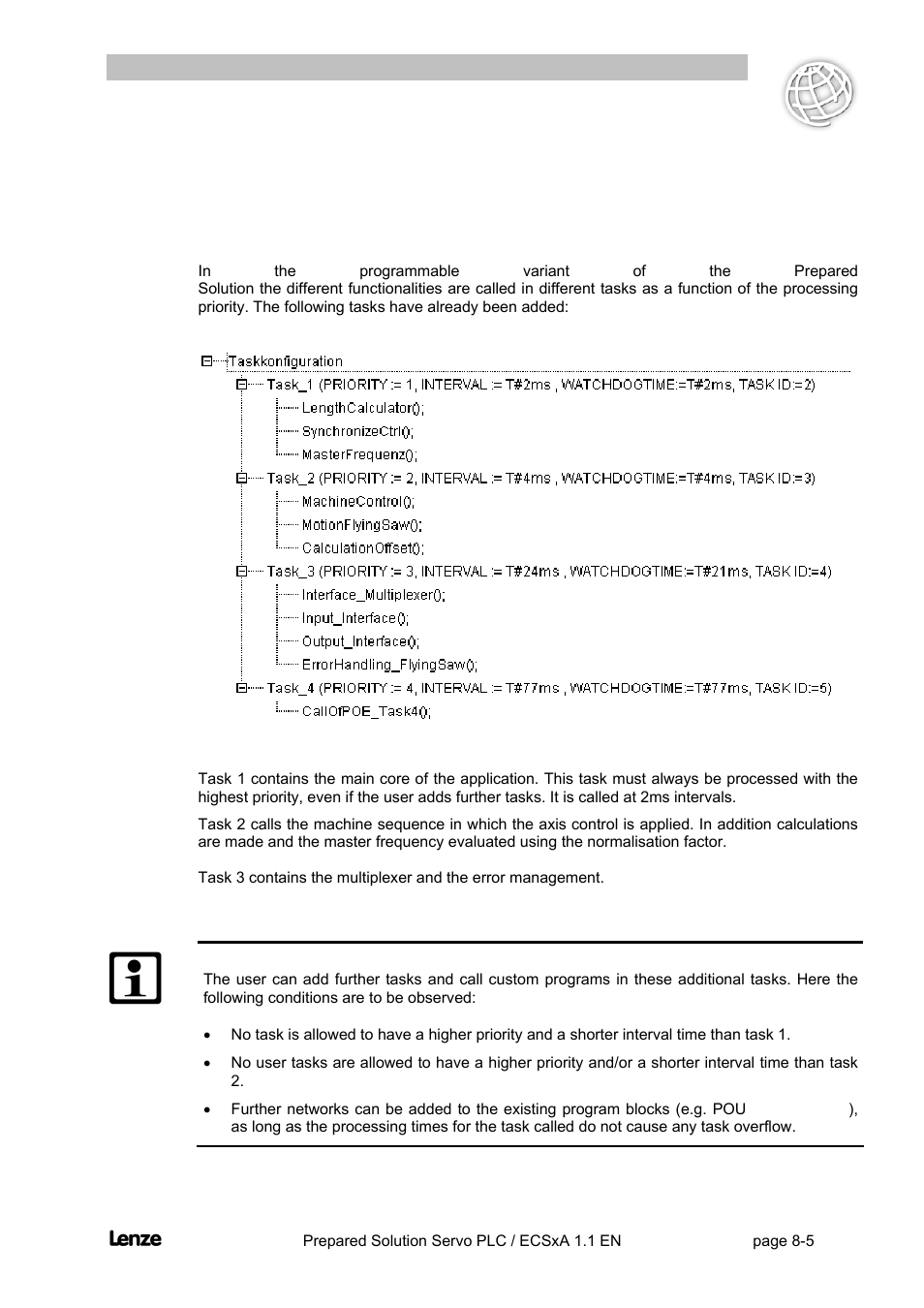 3 task management, Task management -5, Flyingsaw | Lenze EVS93xx FlyingSaw User Manual | Page 93 / 142