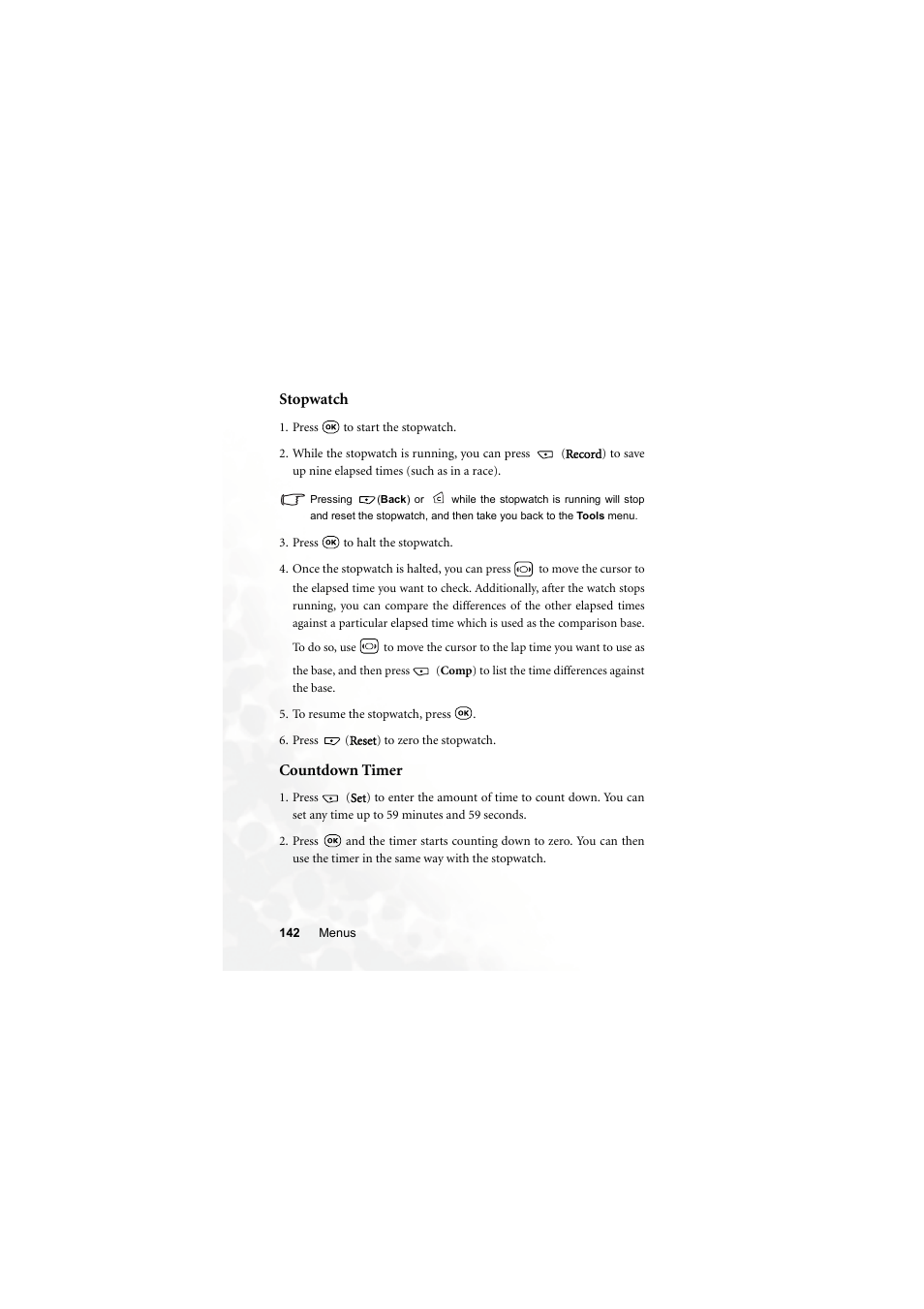 Stopwatch, Countdown timer, Stopwatch countdown timer | BenQ S700 User Manual | Page 158 / 202