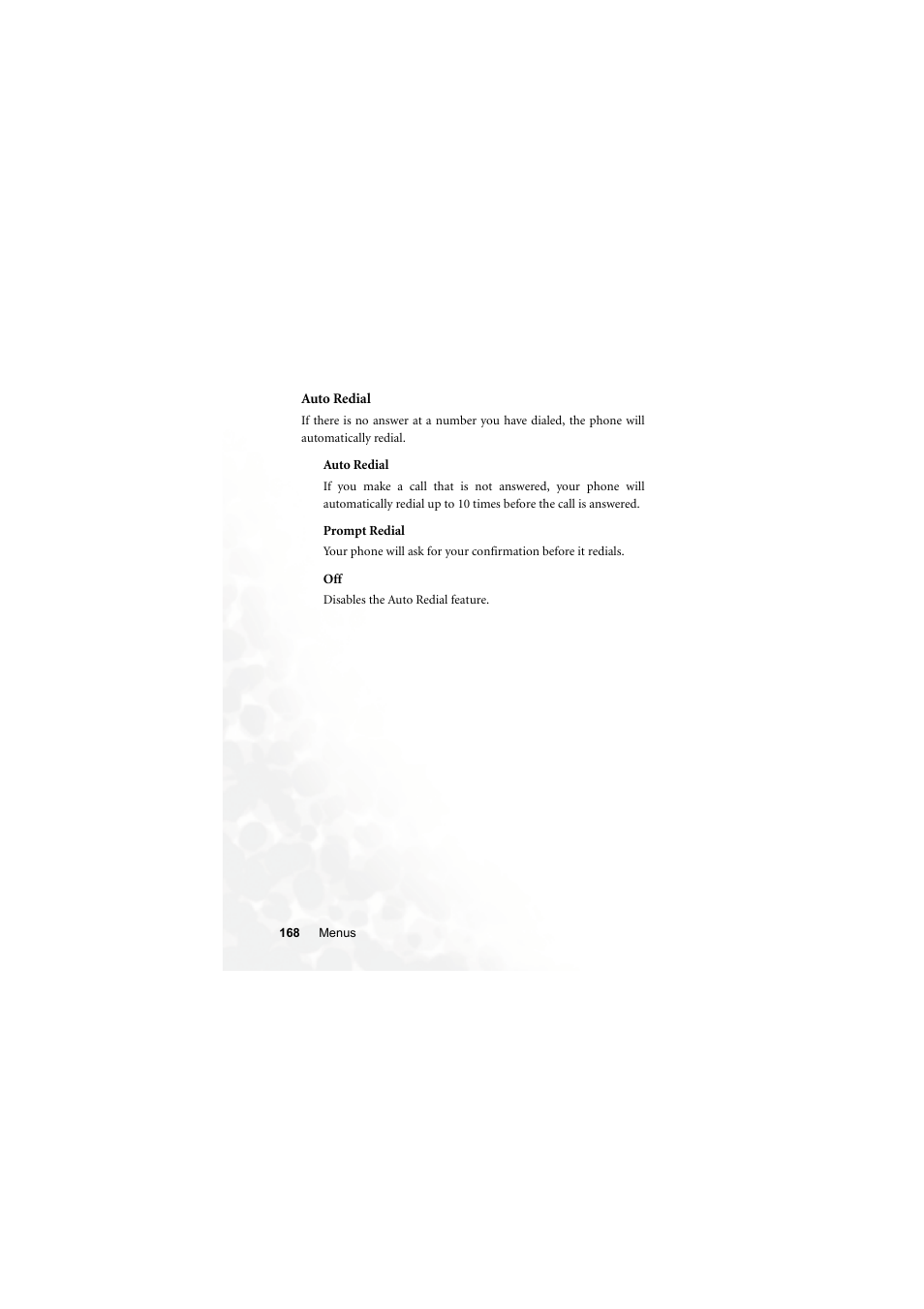 Auto redial, Prompt redial | BenQ S700 User Manual | Page 184 / 202