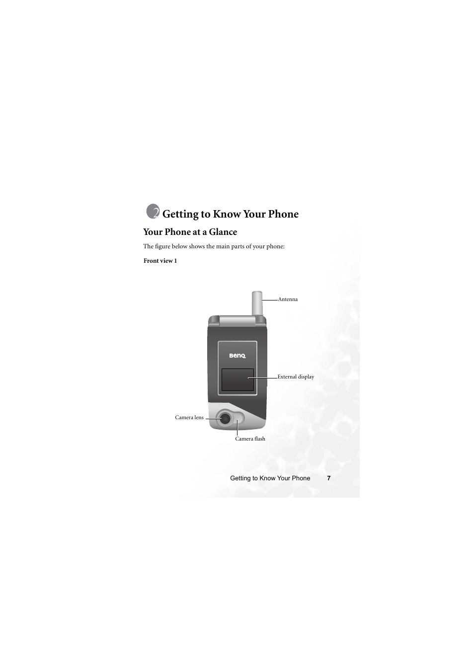 Getting to know your phone, Your phone at a glance | BenQ S700 User Manual | Page 23 / 202