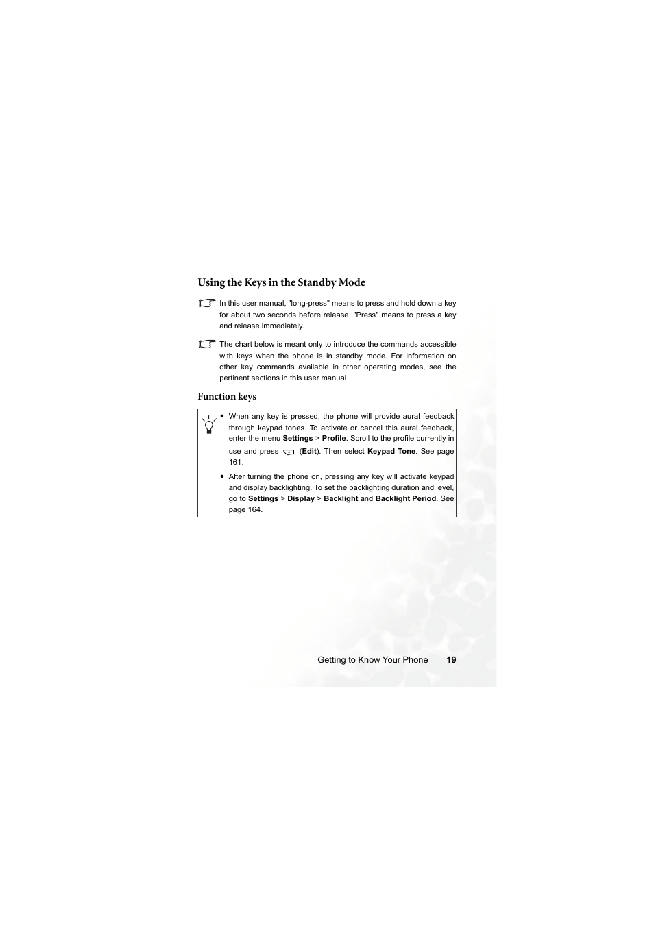 Using the keys in the standby mode | BenQ S700 User Manual | Page 35 / 202