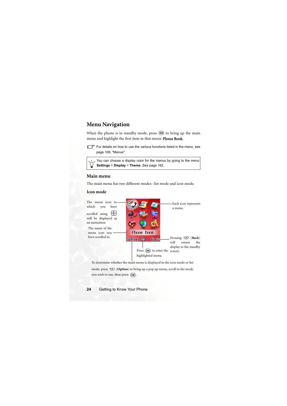 Menu navigation, Main menu | BenQ S700 User Manual | Page 40 / 202