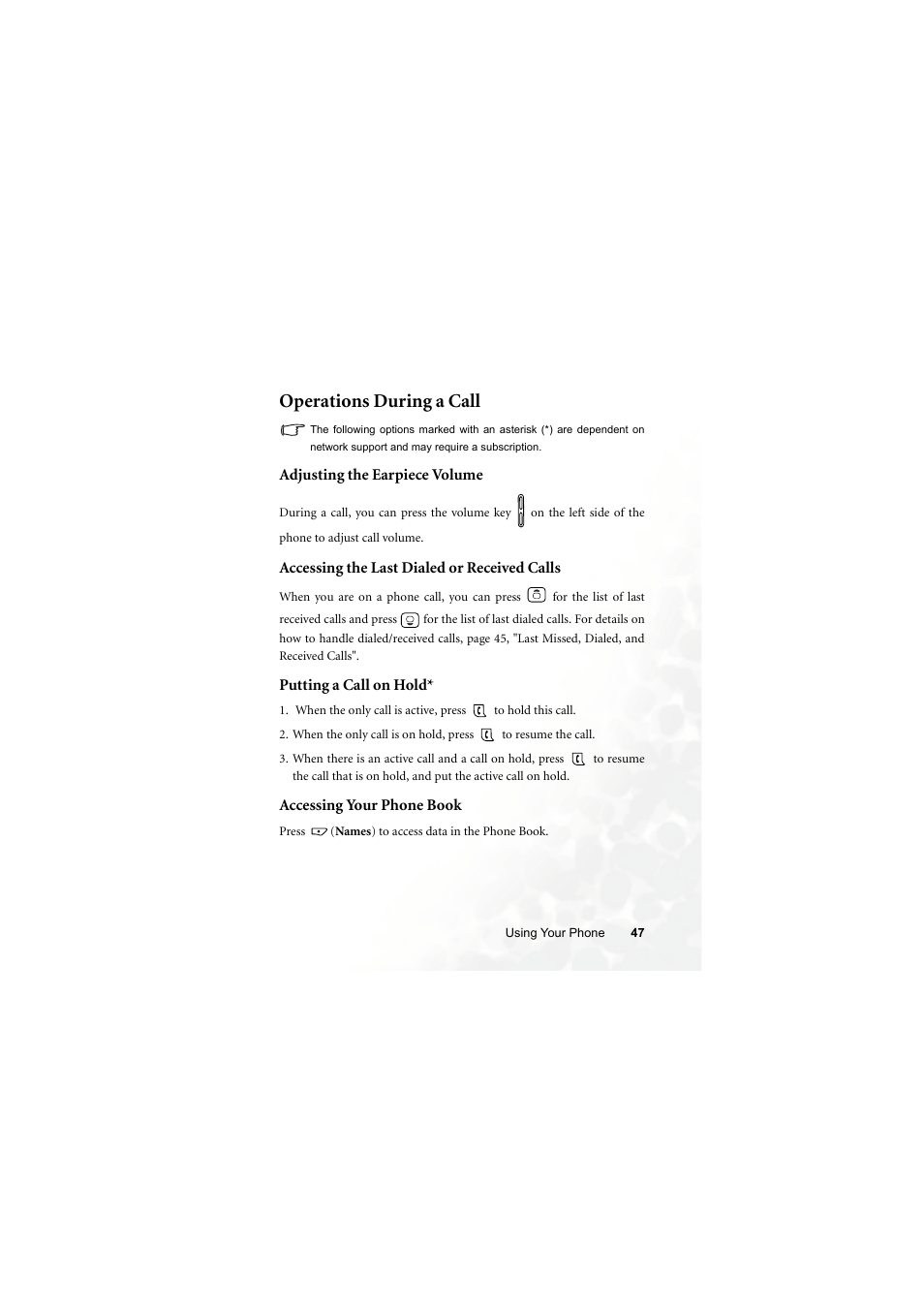 Operations during a call | BenQ S700 User Manual | Page 63 / 202