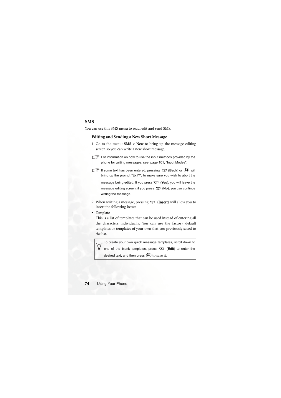 Editing and sending a new short message | BenQ S700 User Manual | Page 90 / 202