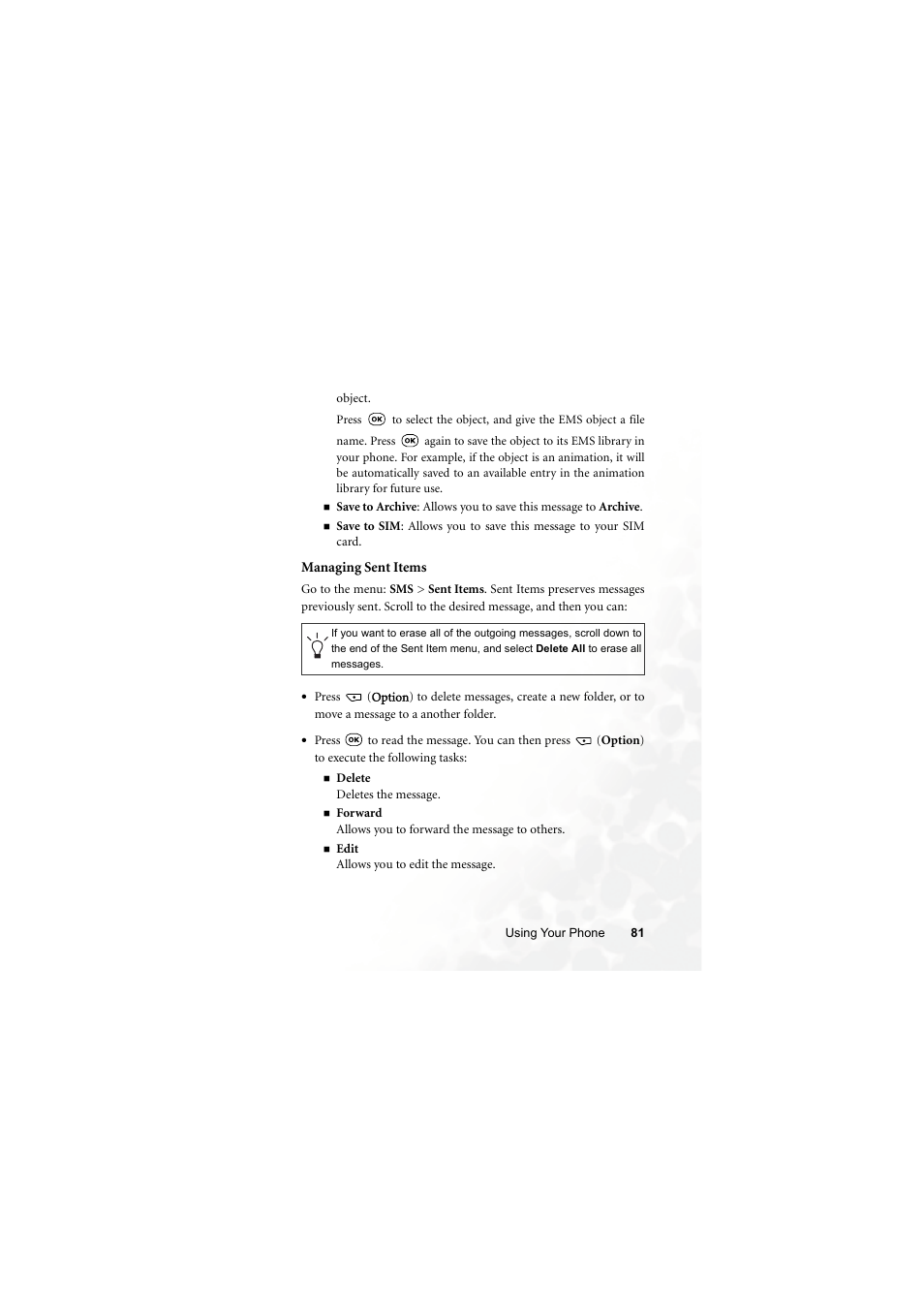 Managing sent items | BenQ S700 User Manual | Page 97 / 202