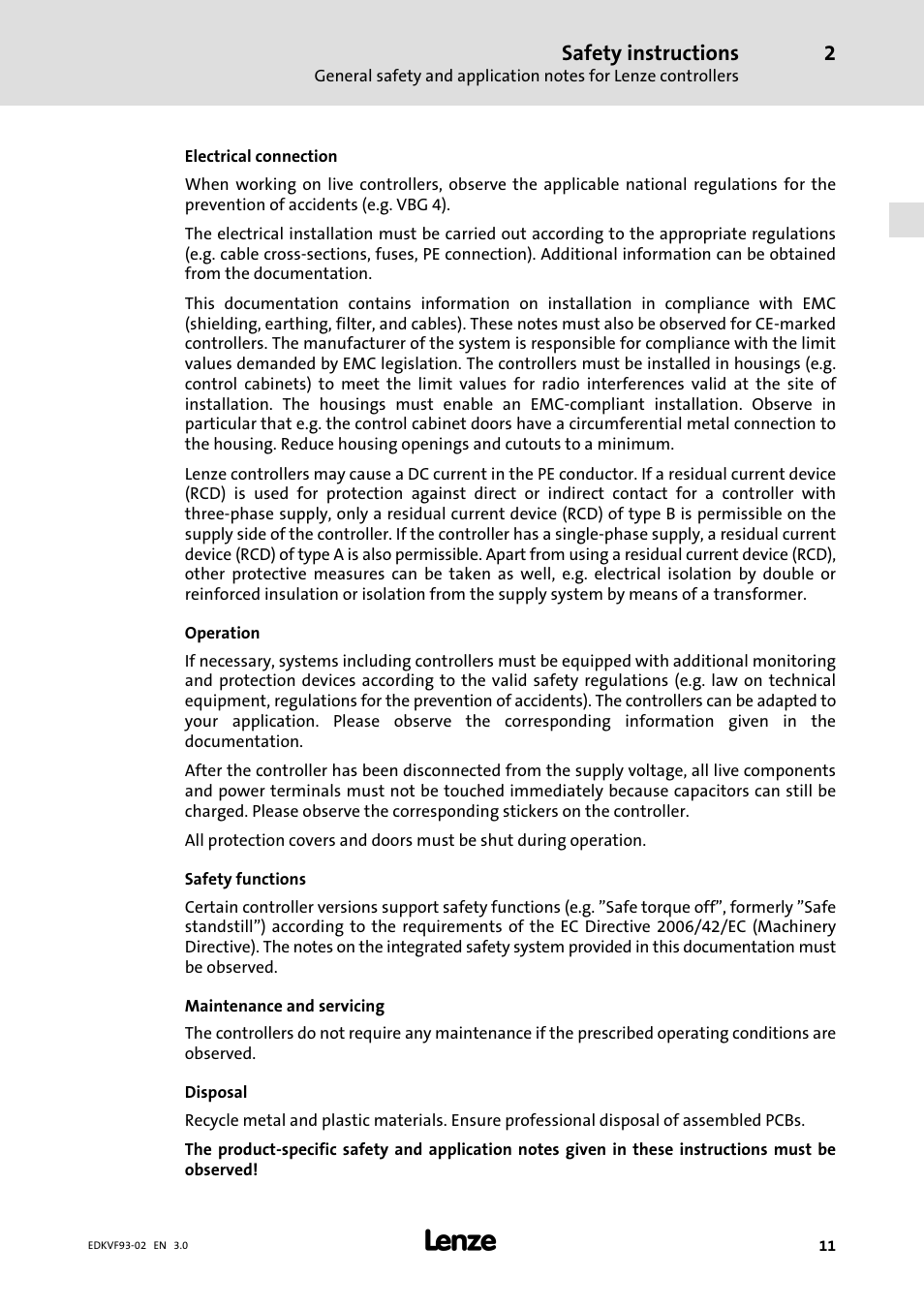 Lenze EVS9329−xV User Manual | Page 11 / 46
