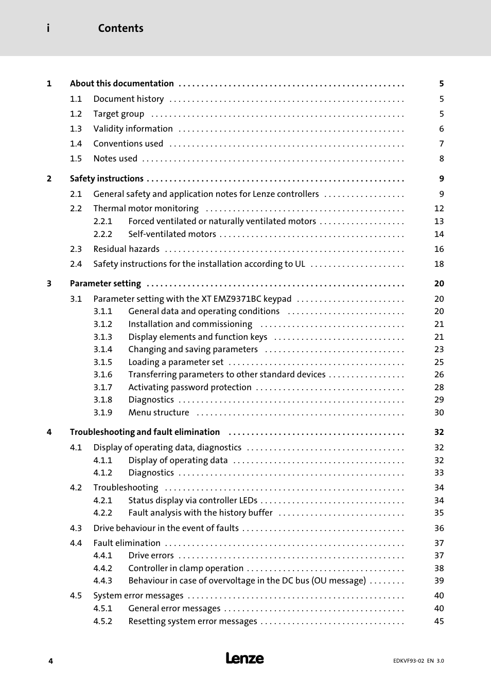 Lenze EVS9329−xV User Manual | Page 4 / 46