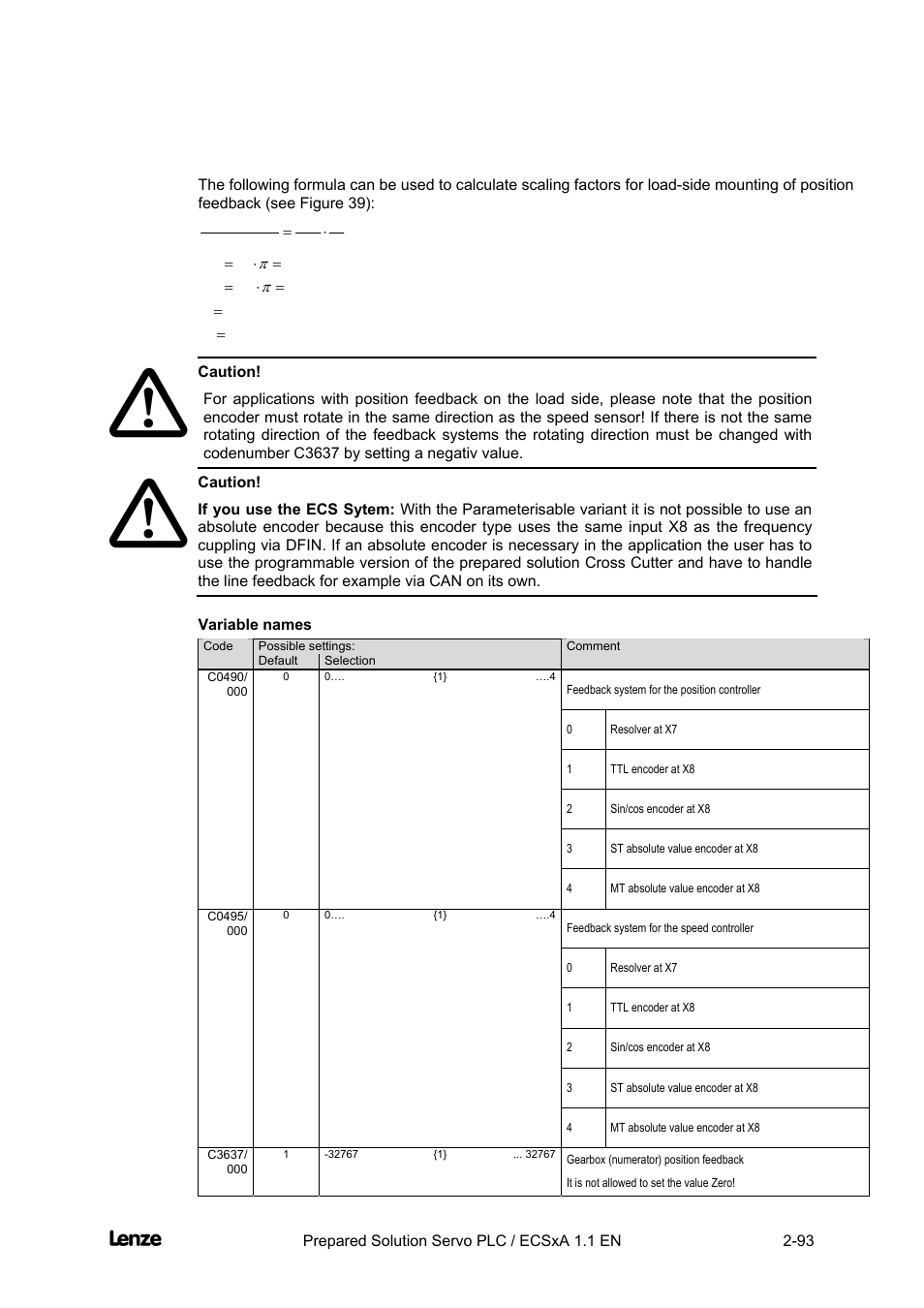 Variable names, Cross cutter | Lenze EVS93xx CrossCutter User Manual | Page 107 / 277