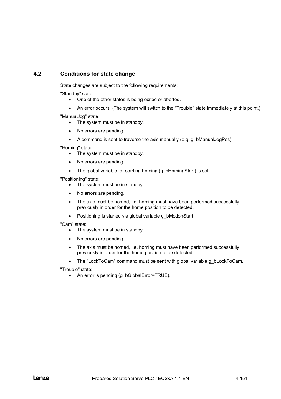 2 conditions for state change, Conditions for state change -151, Cross cutter | Lenze EVS93xx CrossCutter User Manual | Page 165 / 277