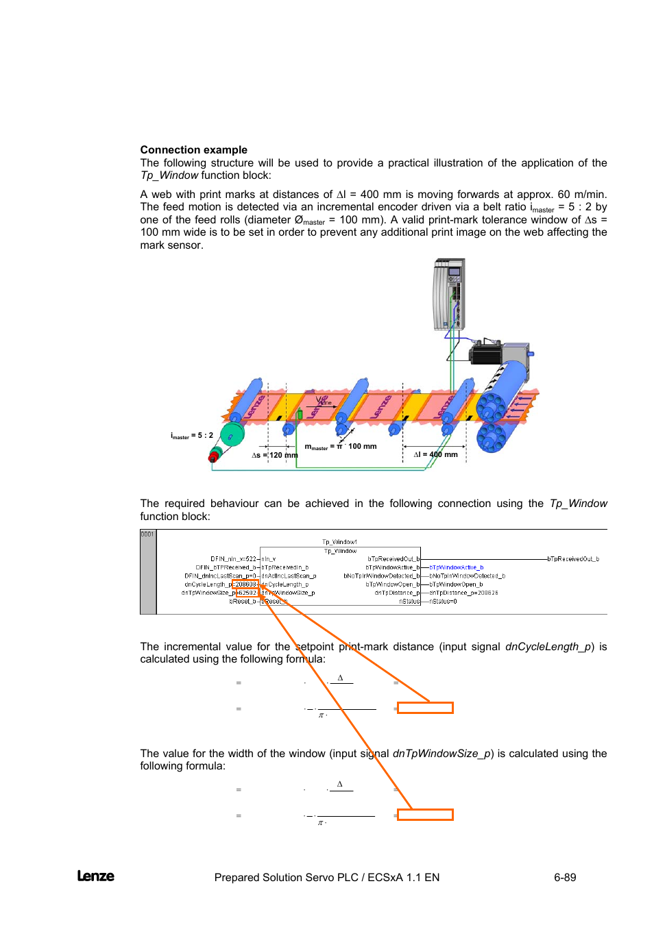 Cross cutter, Appendix, 5 : 2 by one of the feed rolls (diameter ø | Lenze EVS93xx CrossCutter User Manual | Page 257 / 277