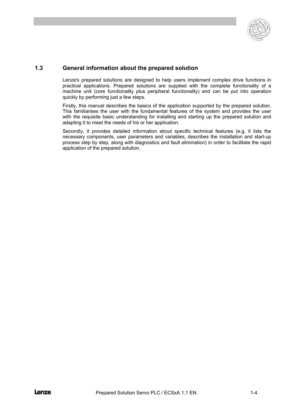 3 general information about the prepared solution, General information about the prepared solution -4, Cross cutter | Lenze EVS93xx CrossCutter User Manual | Page 8 / 277
