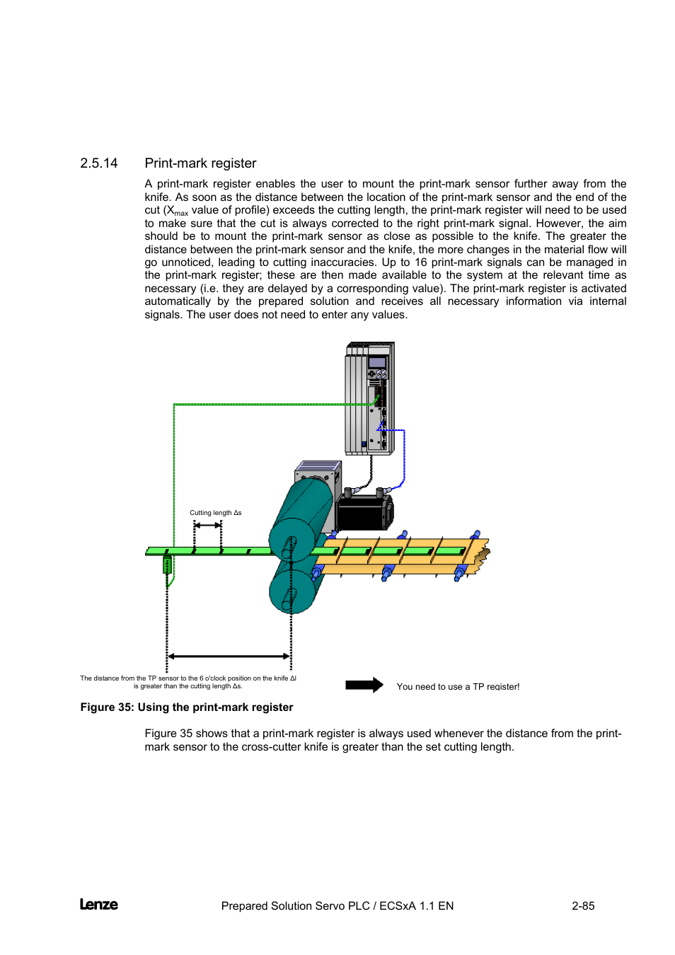 14 print-mark register, Print-mark register -85, Cross cutter | Lenze EVS93xx CrossCutter User Manual | Page 99 / 277