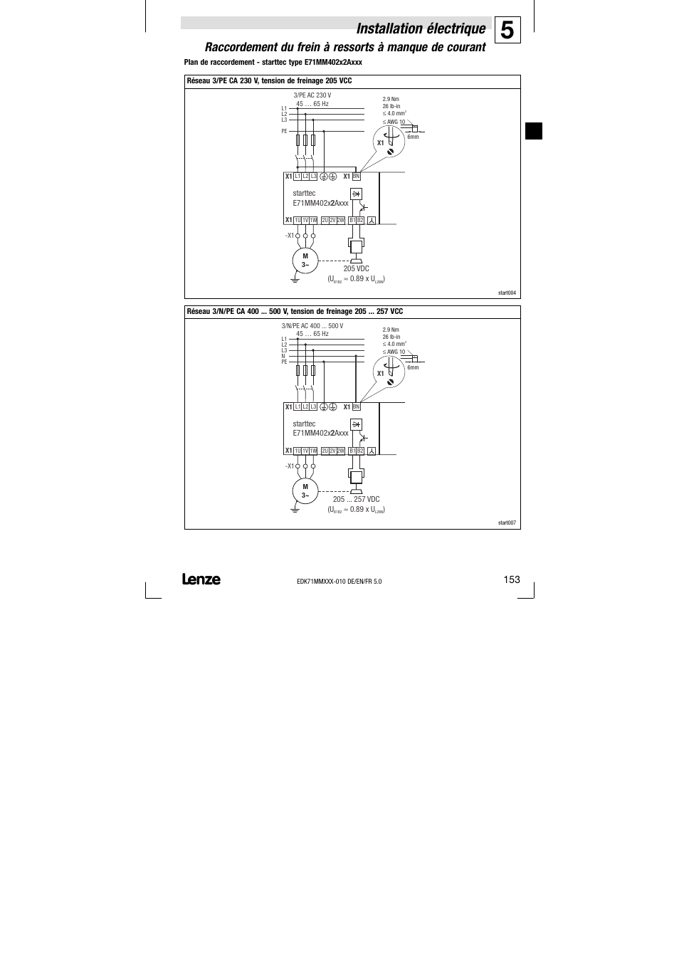 Installation électrique | Lenze EDK71MMXXX−010 User Manual | Page 153 / 200